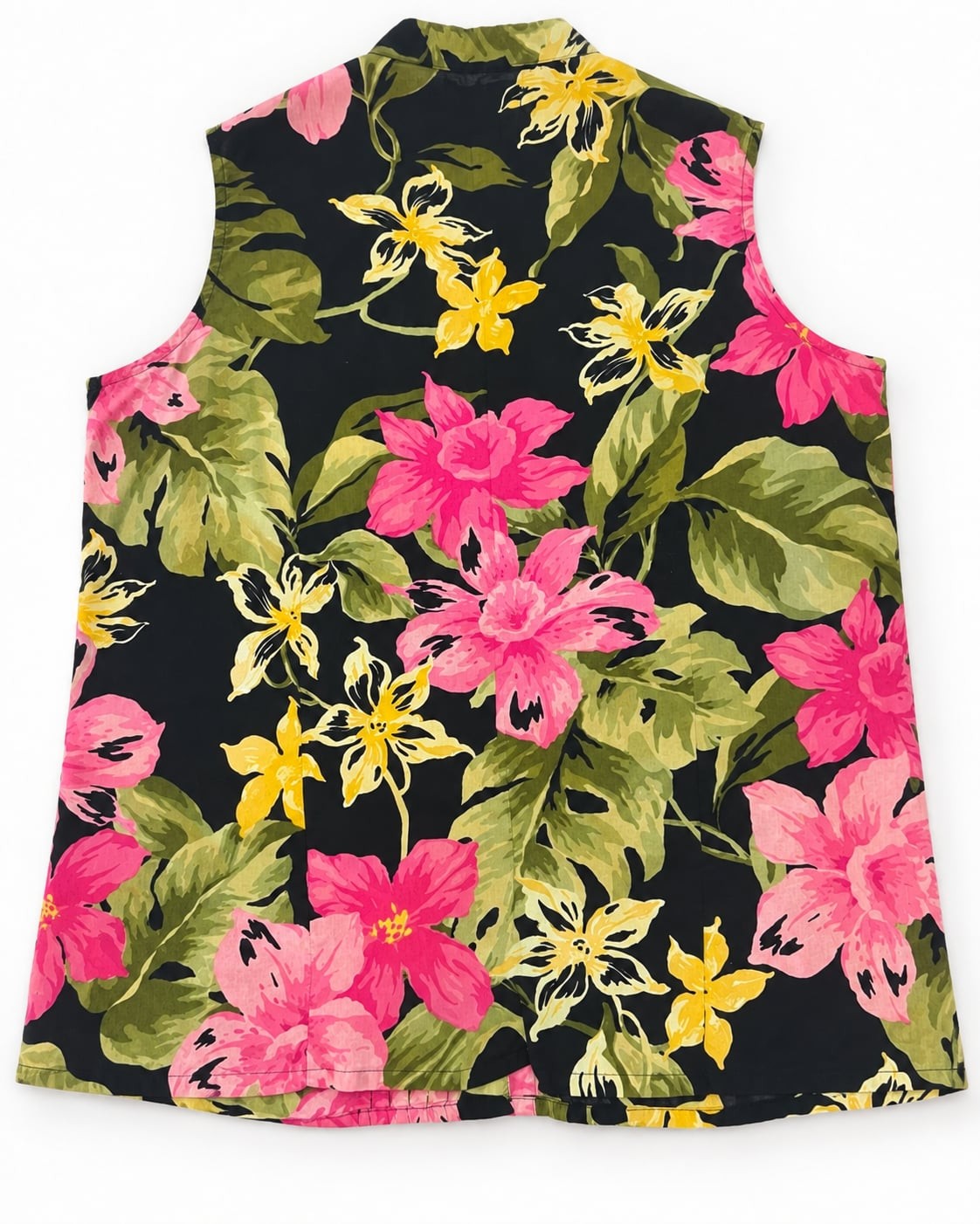 Caribbean Joe & Company Petite Blouse Size Petite L Black Floral Cotton Caribbean Joe & Company Petite Blouse Size Petite L Black Floral Cotton