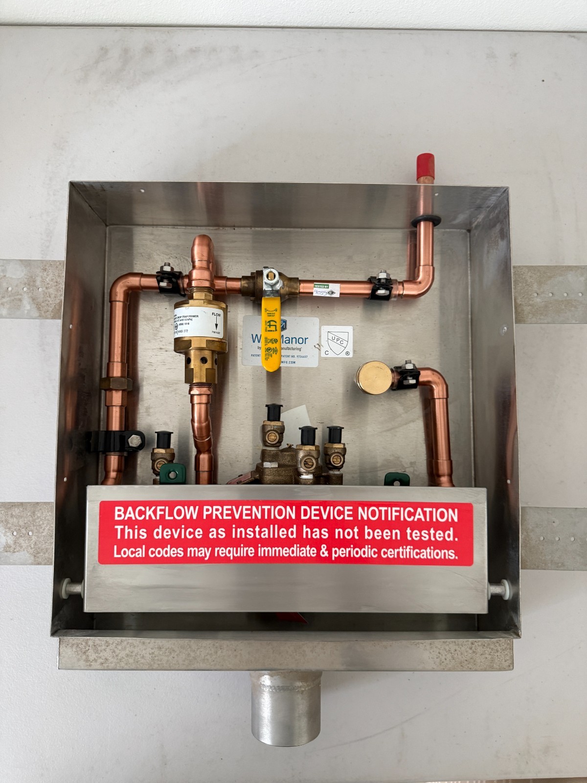 Whitehall 8193 W.D. Manor Dialysis Box Backflow Preventer Trap Primer