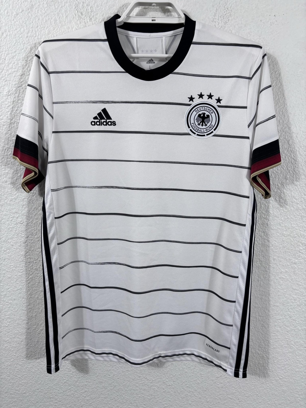 Germany Soccer Jersey Mens Large White Adidas AEROREADY 4 Star DFB Home Shirt