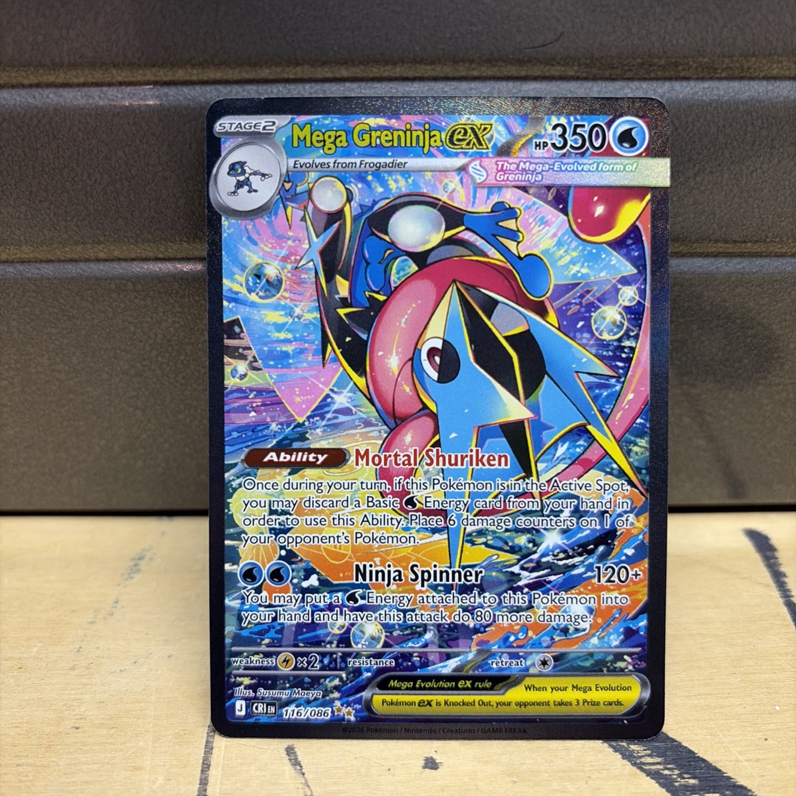 Mega Greninja ex 116/086 SIR Damaged Illustration Rare Chaos Rising Pokemon MP