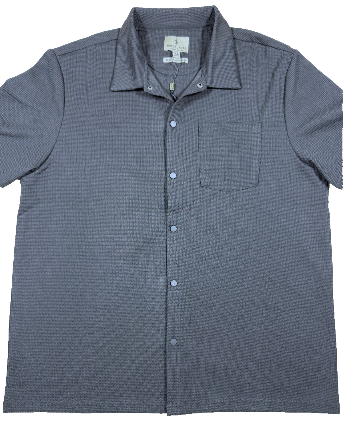 Scott James Men\'s Short Sleeve Shirt XL Black Textured Snap Buttons - NWT Scott James Men\'s Short Sleeve Shirt XL Black Textured Snap Buttons - NWT