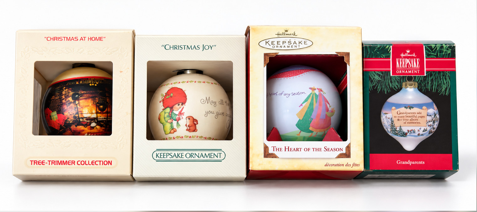 Lot 4 Hallmark Keepsake Christmas Ornaments Vintage 1980 Christmas at Home Boxed