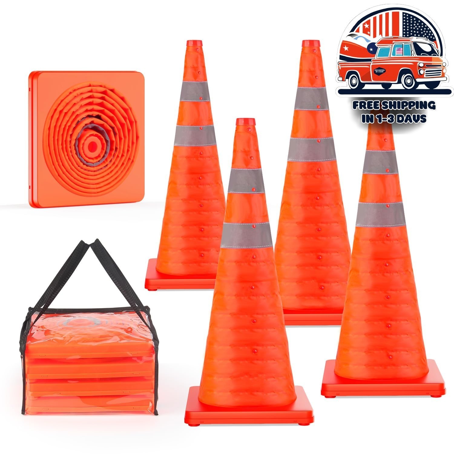 Conos De Seguridad Vial Plegables De 28 Pulgadas Conos Emergentes Multiusos NEW Conos De Seguridad Vial Plegables De 28 Pulgadas Conos Emergentes Multiusos NEW