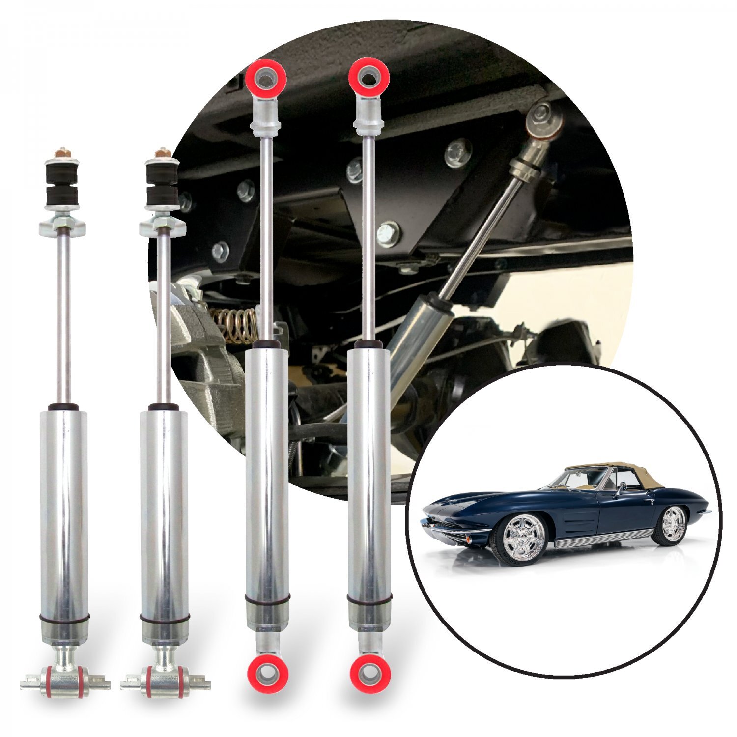 1963-1982 Chevrolet Corvette Front and Rear Performance Race Shocks Kit (4) GM
