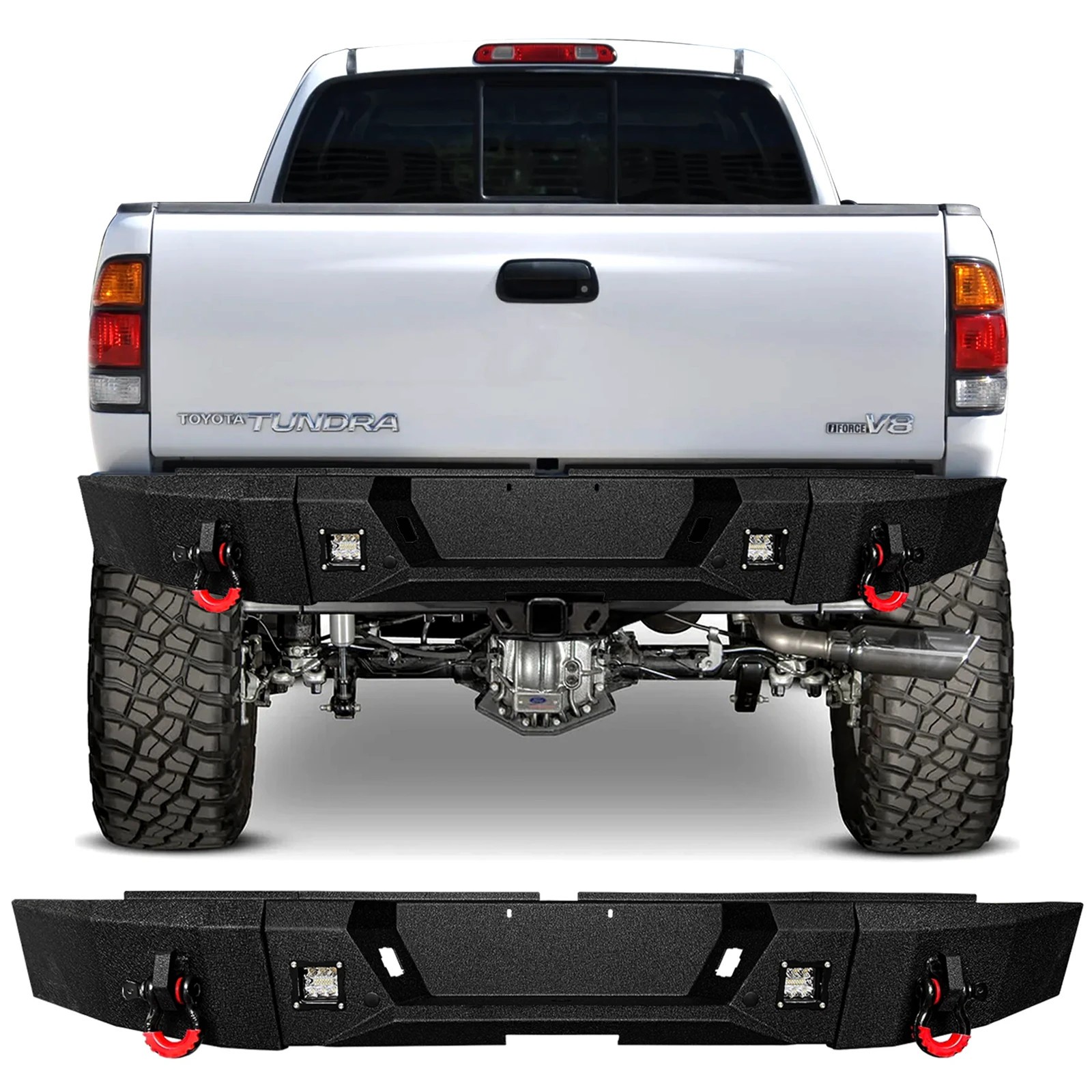 Vijay For 2000-2006 Toyota Tundra New Steel Rear Bumper With LED Lights&D-Rings