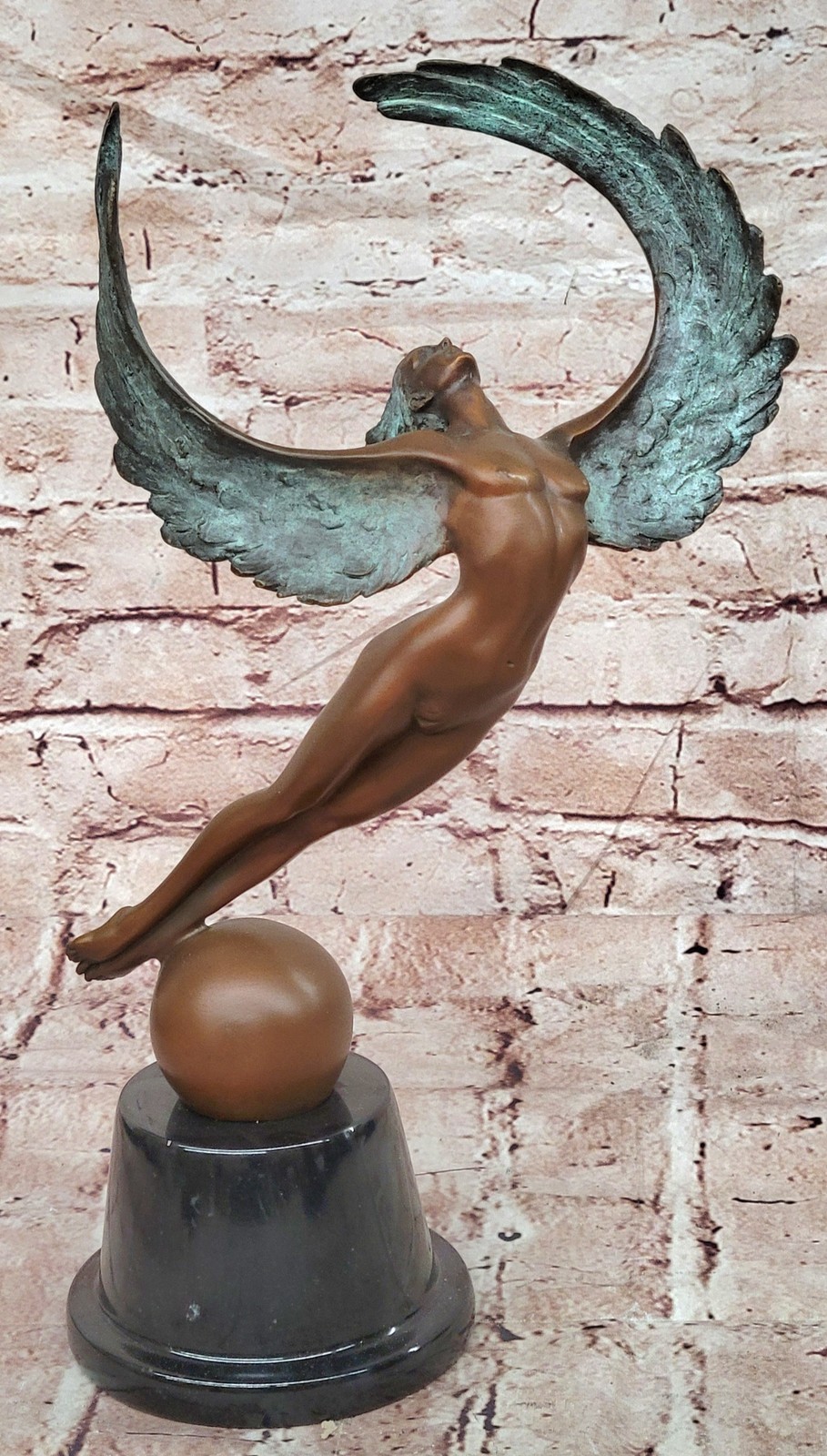 Signed Original Cesaro Icarus Genuine Bronze Sculpture Figurine Decor Art