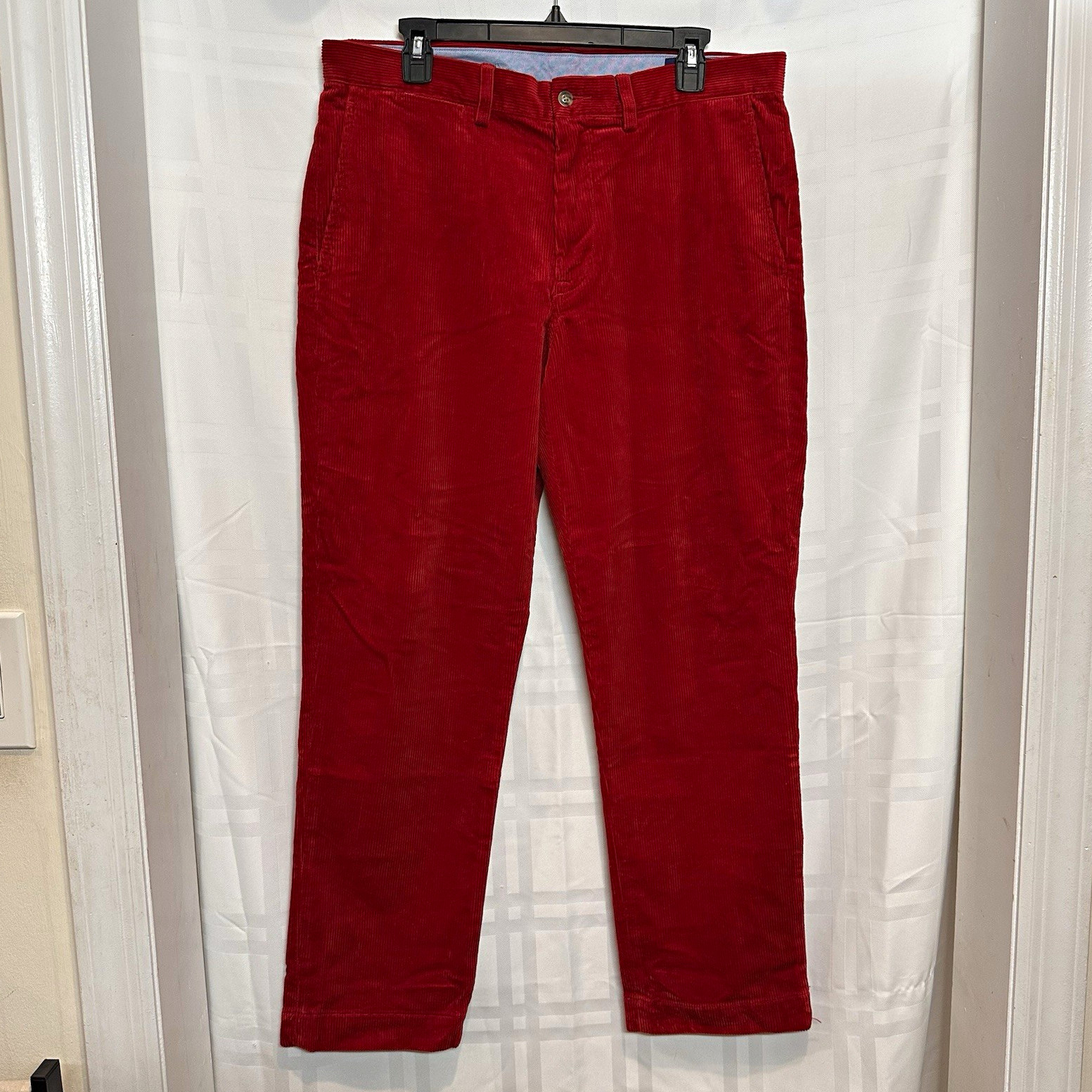 Polo Ralph Lauren Men\'s Red Corduroy Stretch Straight Fit Pants Size 34