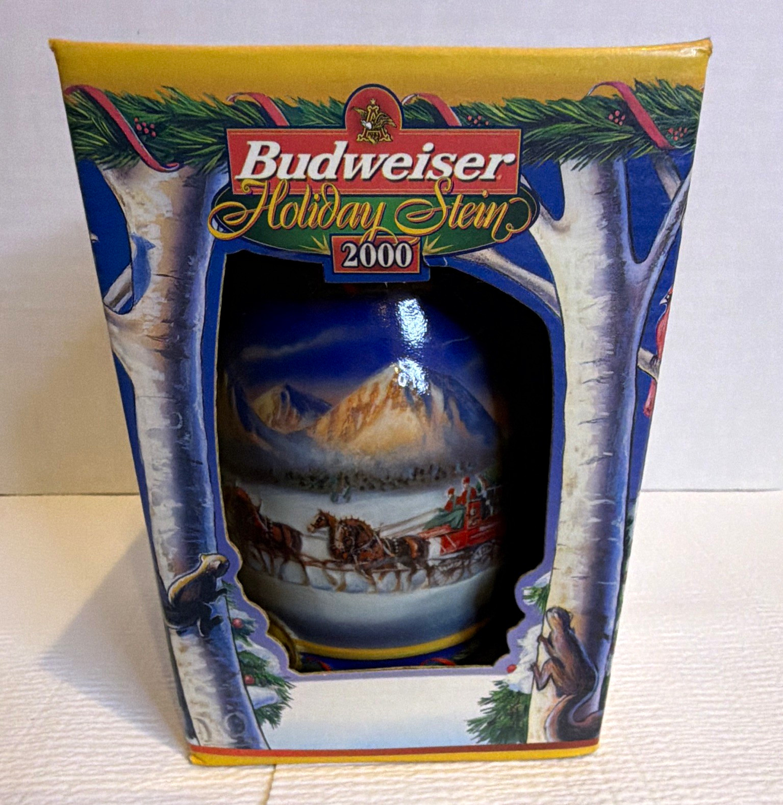Budweiser 2000 Holiday Stein Giftware Edition w/ Box & Certificate