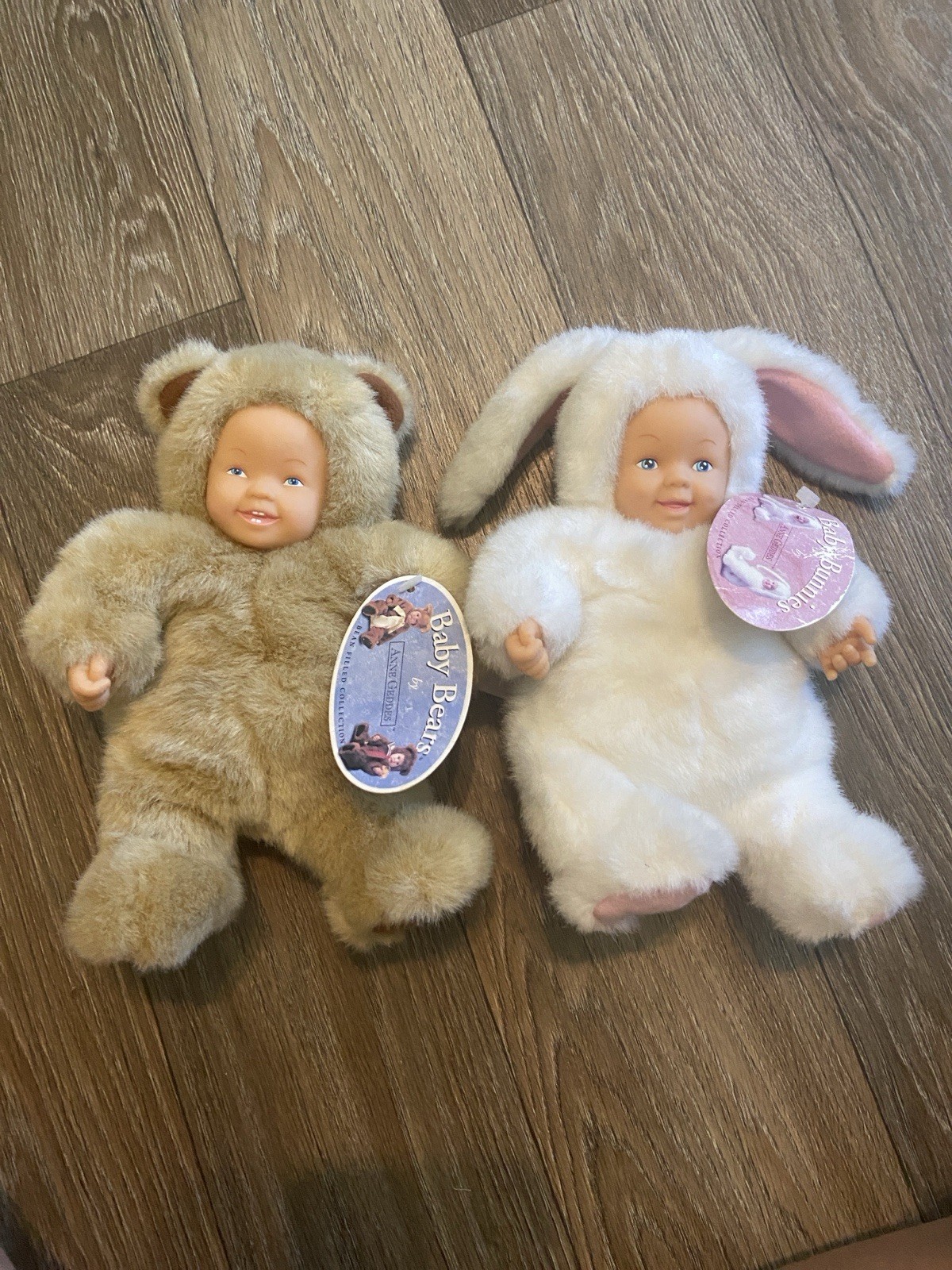 1990s Anne Geddes Baby Bean Filled Collection Baby Bear And Baby Bunny