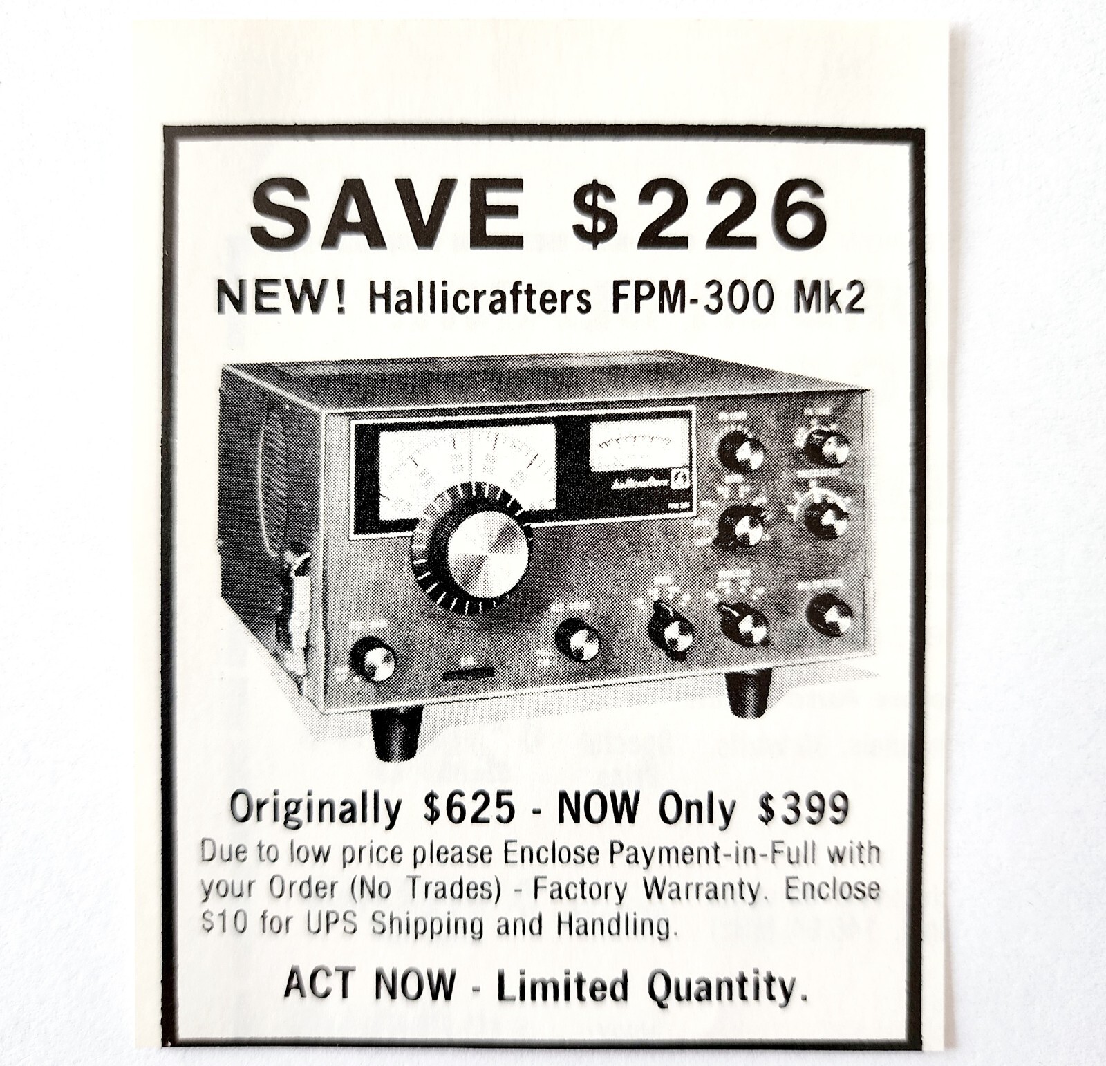 1975 Hallicrafters FPM-300 Mk2 Scanner Advertisement Electronics Vintage C82QST