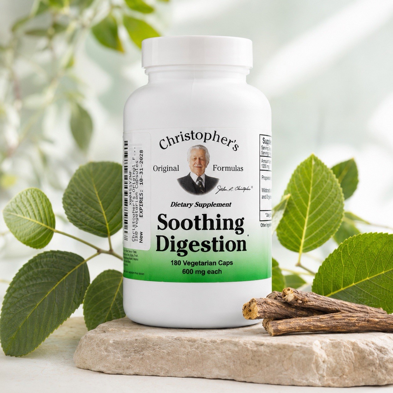 Christopher’s Original Formulas Soothing Digestion 600mg - 180 Vegetarian Caps