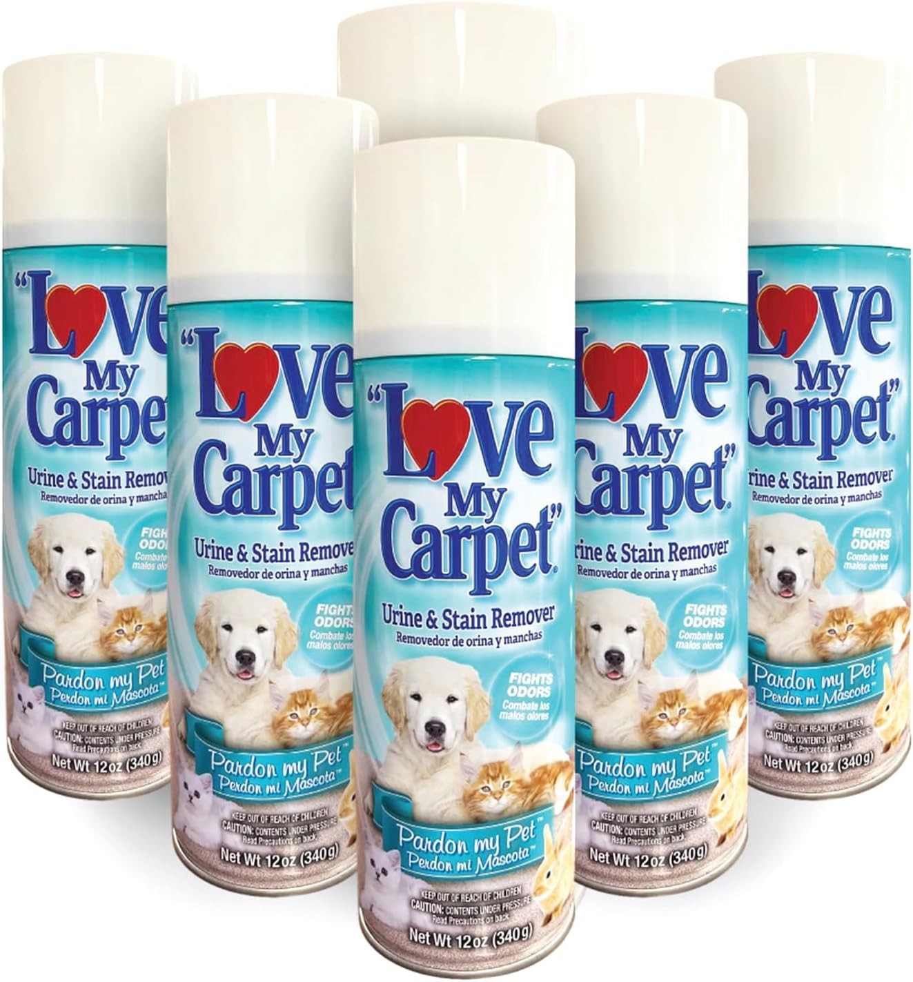 Love My Carpet Pet Heavy Foam Carpet Cleaner Urine Stain & Odor Remover 6 Pack
