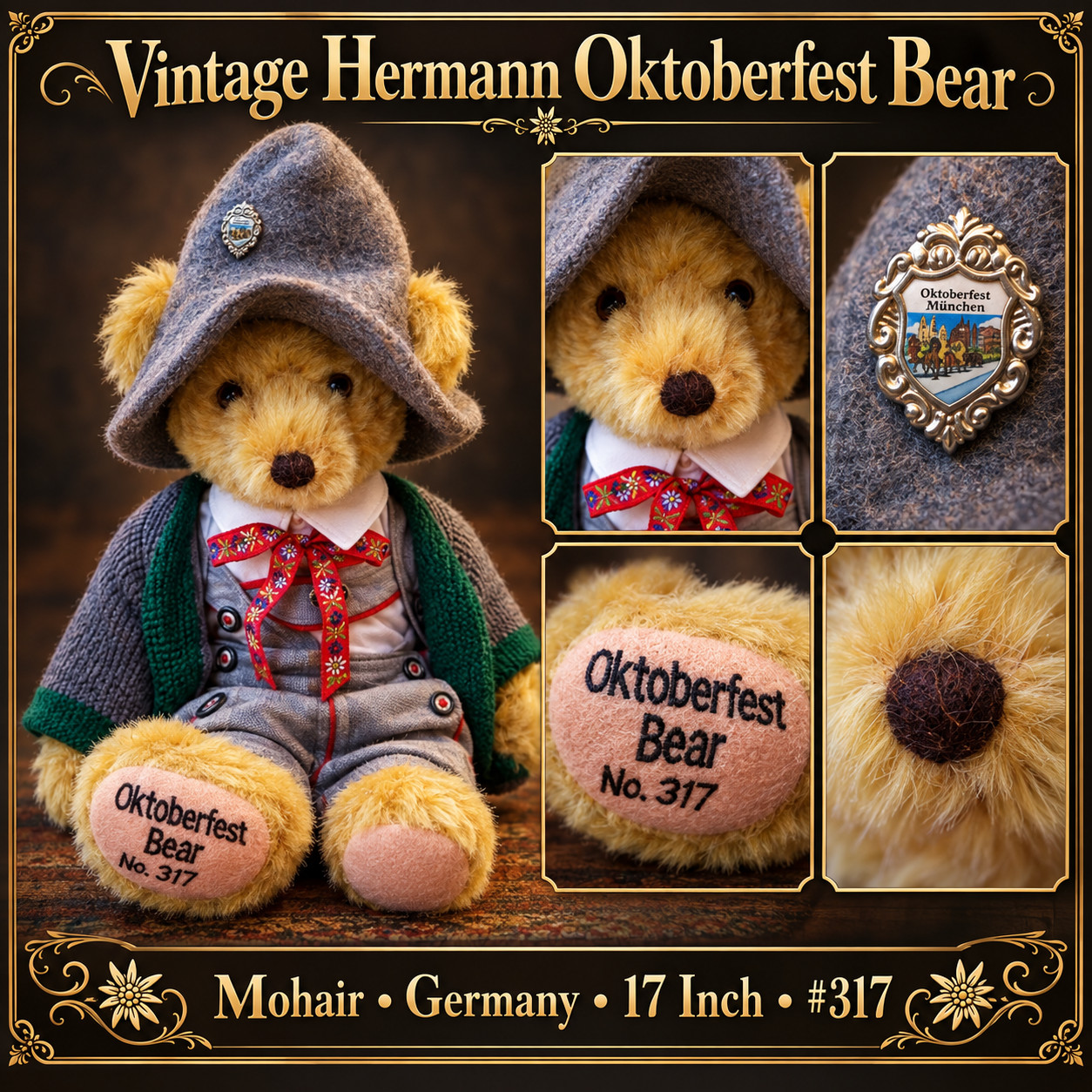 Vintage Hermann Oktoberfest Bear 1995 Mohair 17\