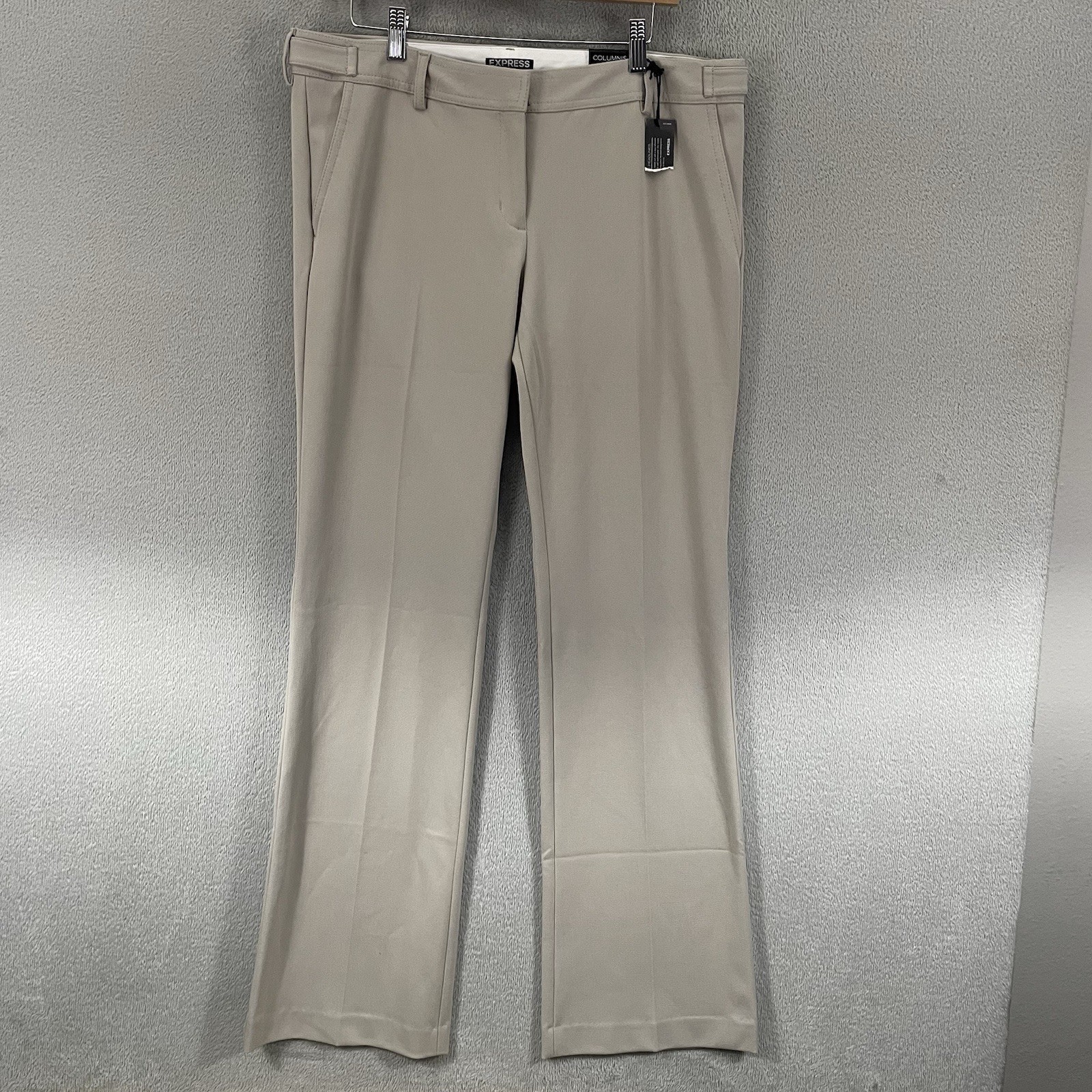 Express Columnist Flare Low Rise Pants Womens 12 Long Beige New