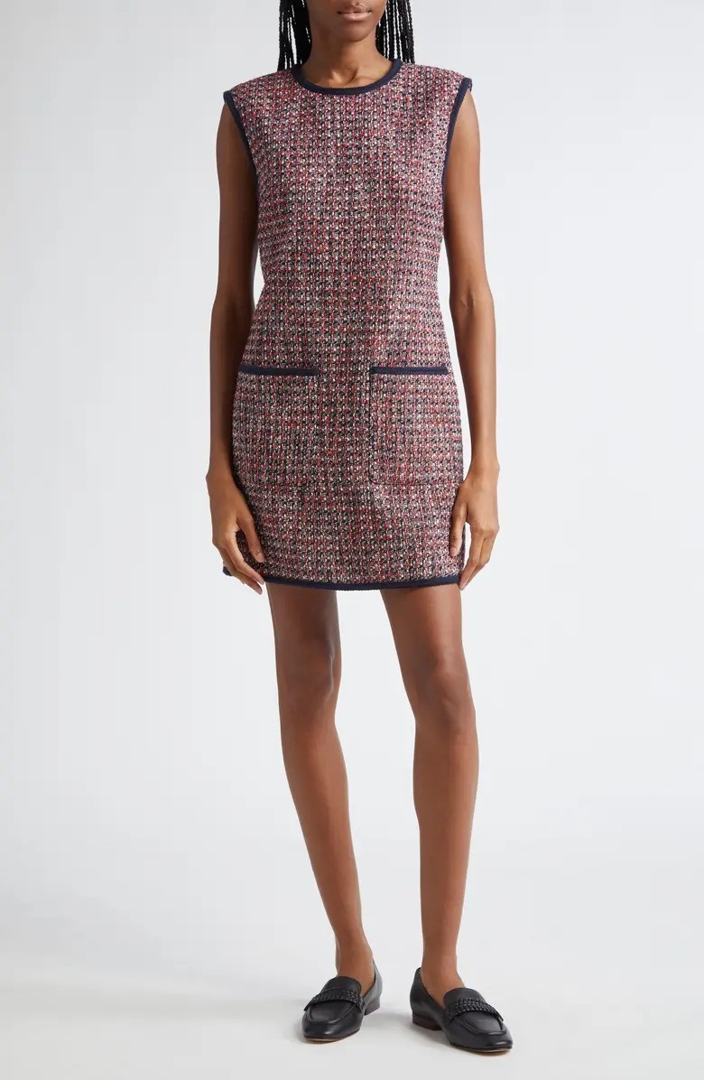 NWT Veronica Beard Ravena Red Navy Tweed Mini Dress US 6 Women\'s