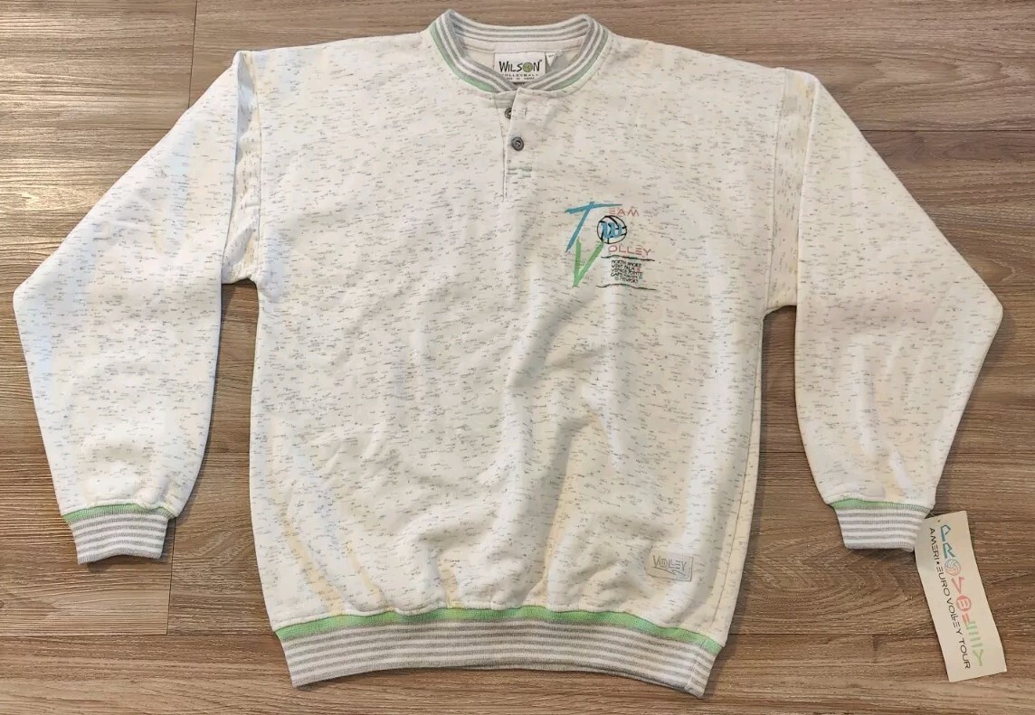 VTG Wilson Volleyball LARGE Pullover Ameri Euro Pro Volley Tour SEE DESCRIPTION