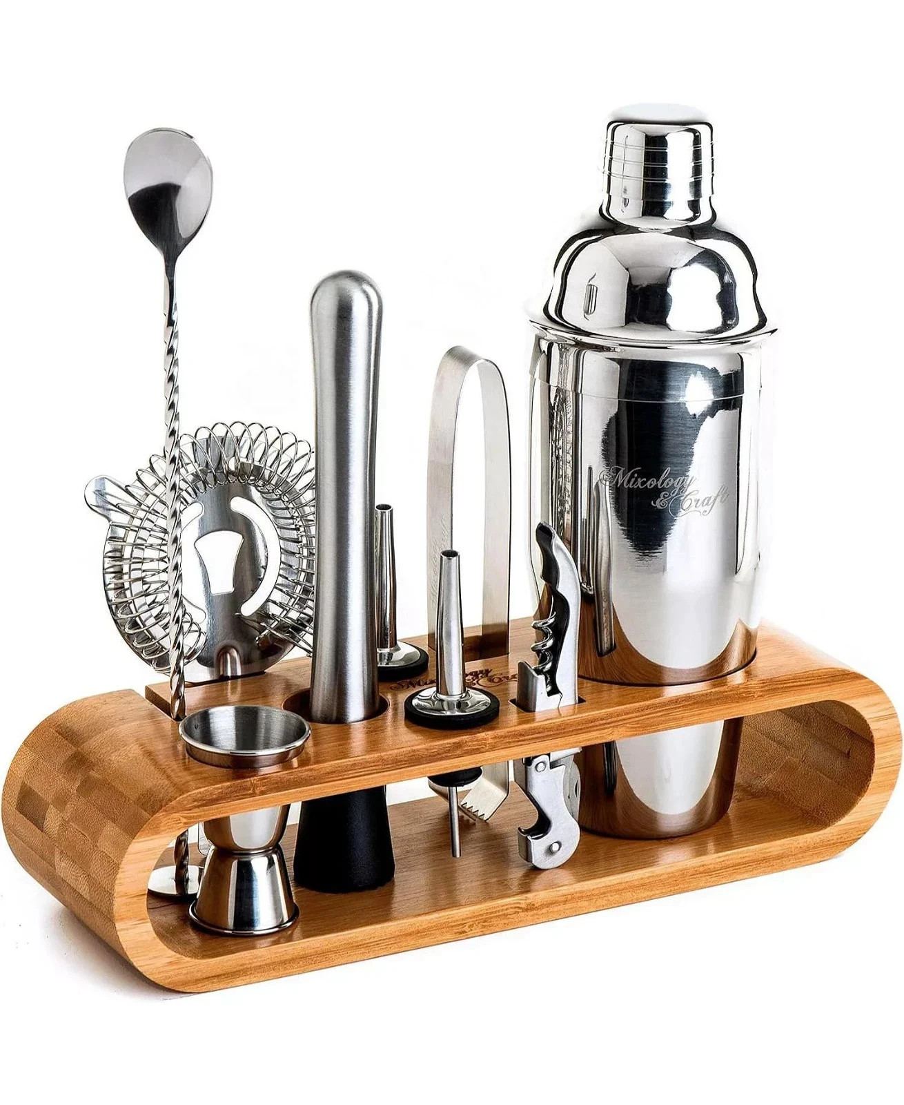 Mixology& rCocktail Shaker Set Bartender Kit with Stand | Bar Set Drink Mixer Se