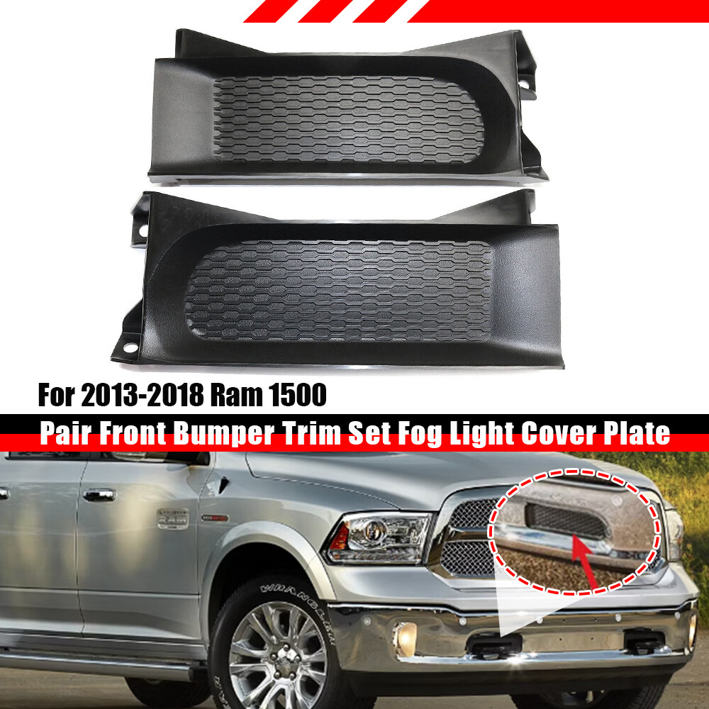Front Bumper Fog Light Cover Trim Plates ABS Left & Right For 2013-2018 Ram 1500