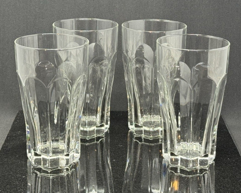 4 Luminarc France Clear Working Collection 8 panel Highball Coolers Tumblers
