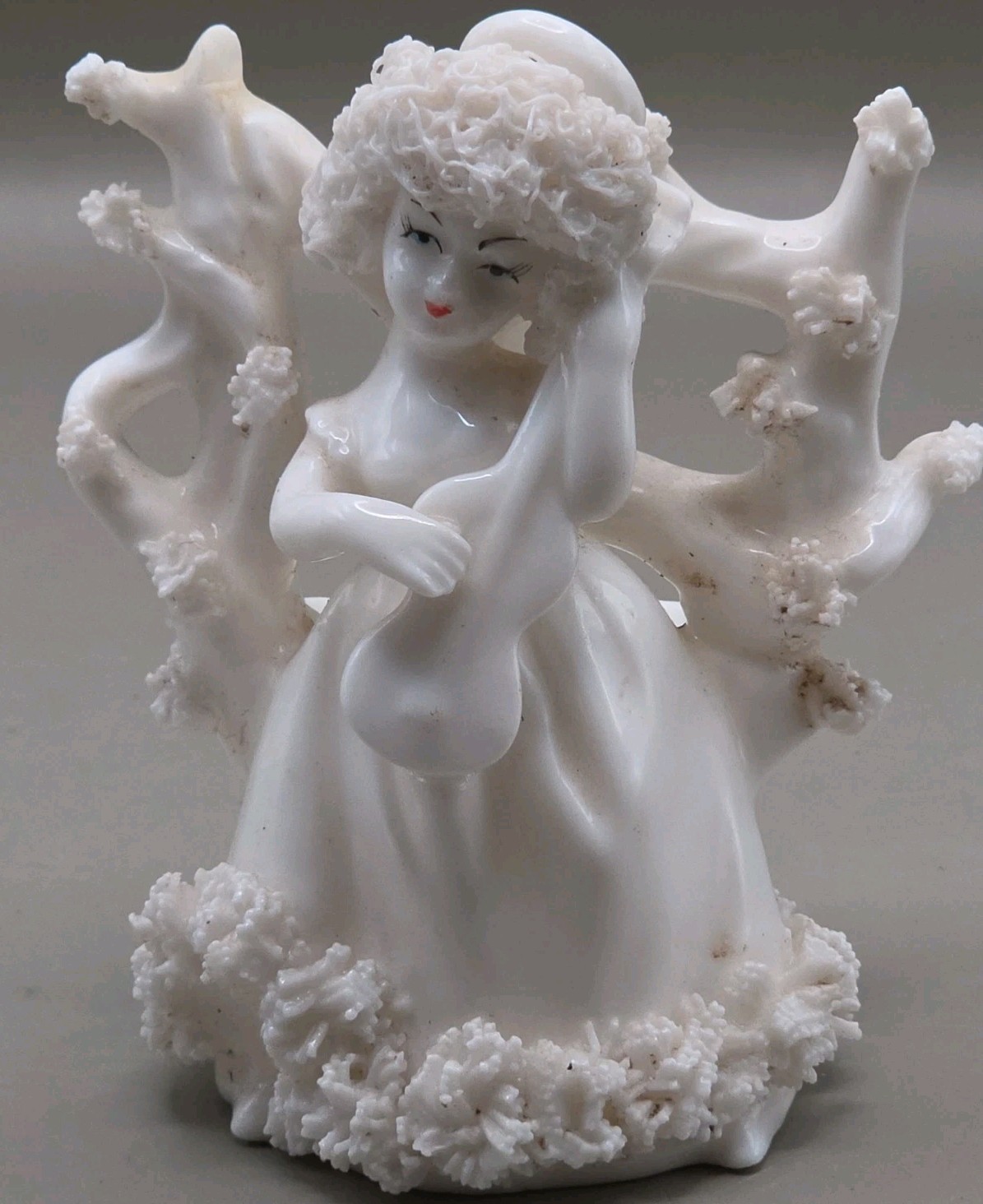 Lenwile Ardalt Angel Planter Porcelain White Spaghetti Trim Figurine #6264 Lenwile Ardalt Angel Planter Porcelain White Spaghetti Trim Figurine #6264