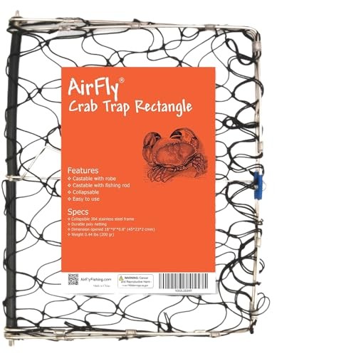 AirFly Foldable Crabjaw Trap with Bait Clip - Redesigned Rectangle Castable Crab