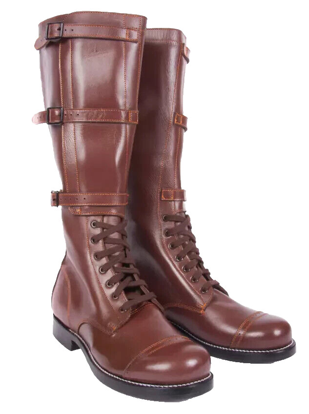 US M40 CAVALRY 3 BUCKLE BROWN LEATHER ,BOOTS OFFICER RIDING BOOTS - Avail Sizes.