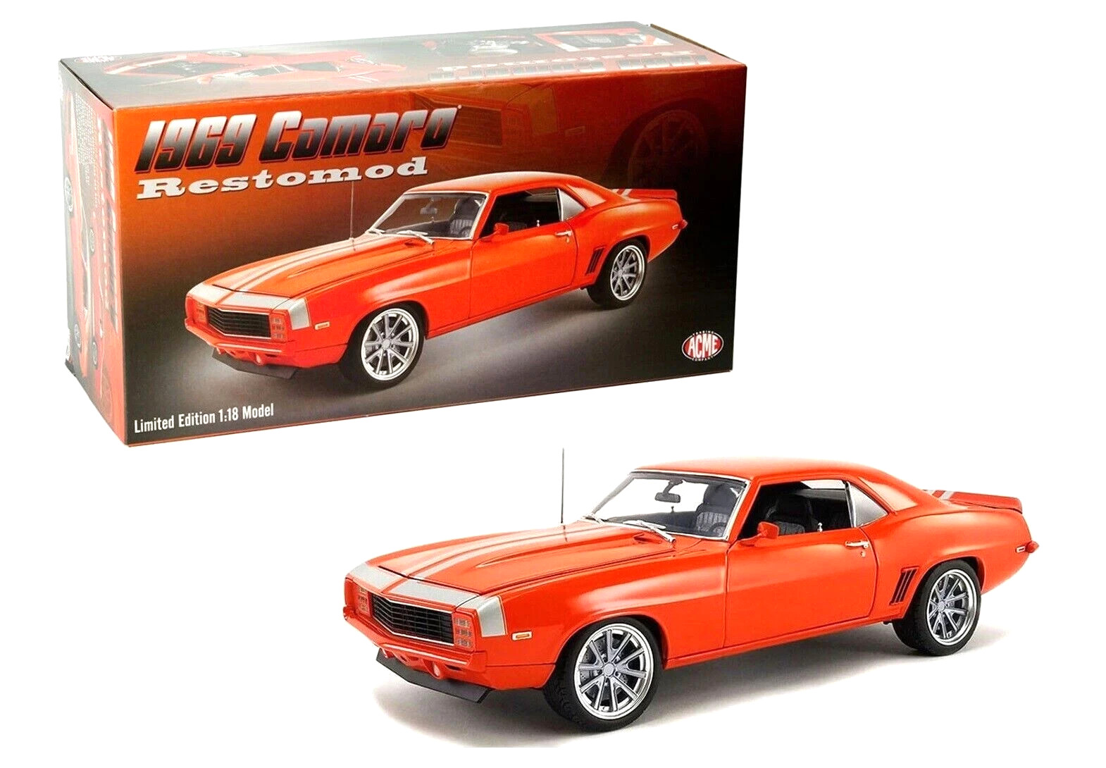 ACME 1969 Chevy Camaro Restomod, Hugger Orange scale 1:18 A1805720