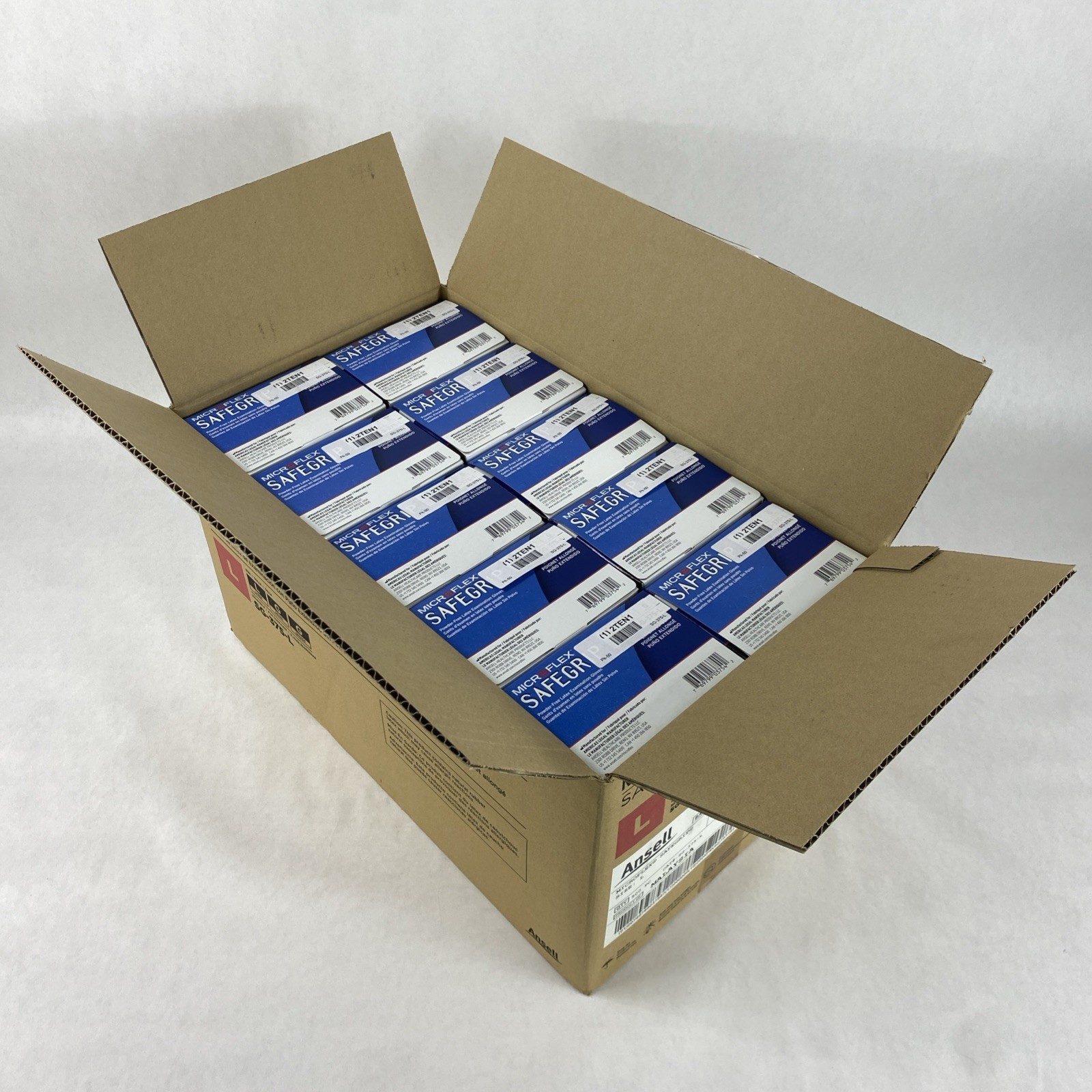 Ansell Microflex SafeGrip SG-375-L Powder Free Latex Exam Gloves Large 500 Count