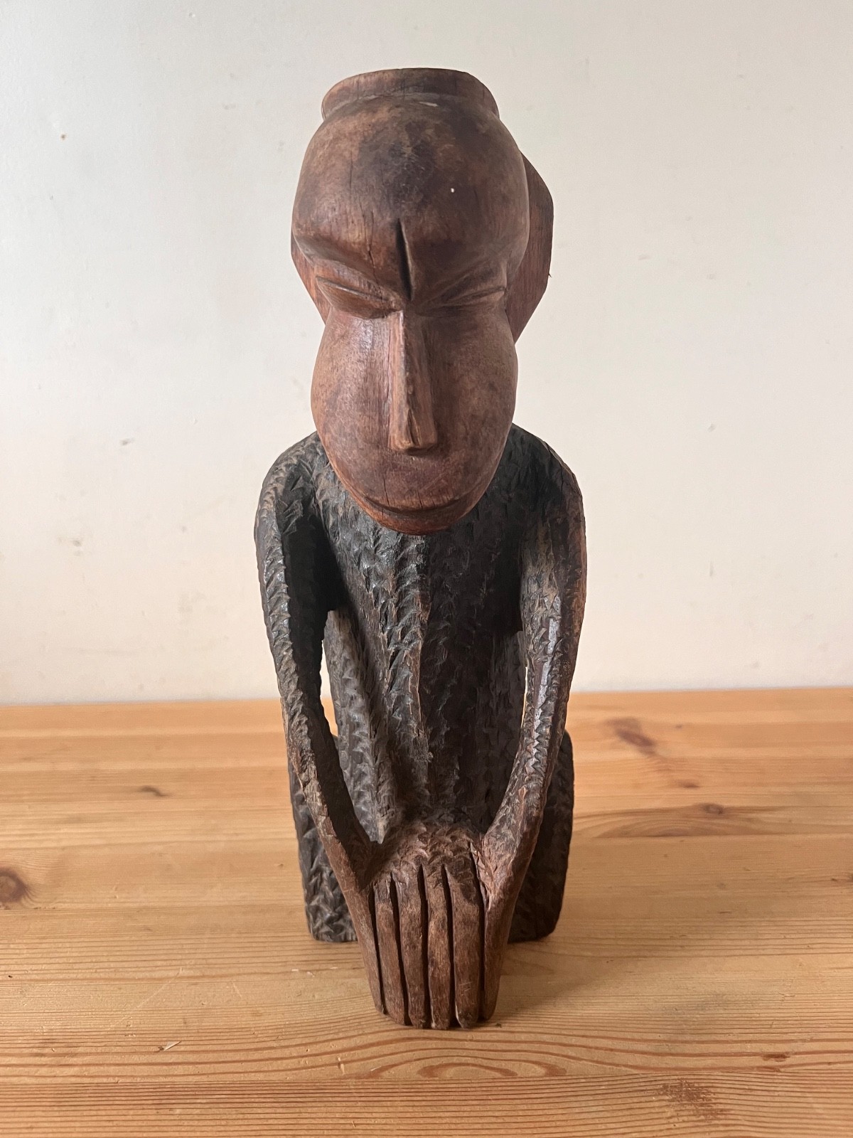 Vintage African Hand Carved Wood Monkey Statue Figurine 11 Vintage African Hand Carved Wood Monkey Statue Figurine 11