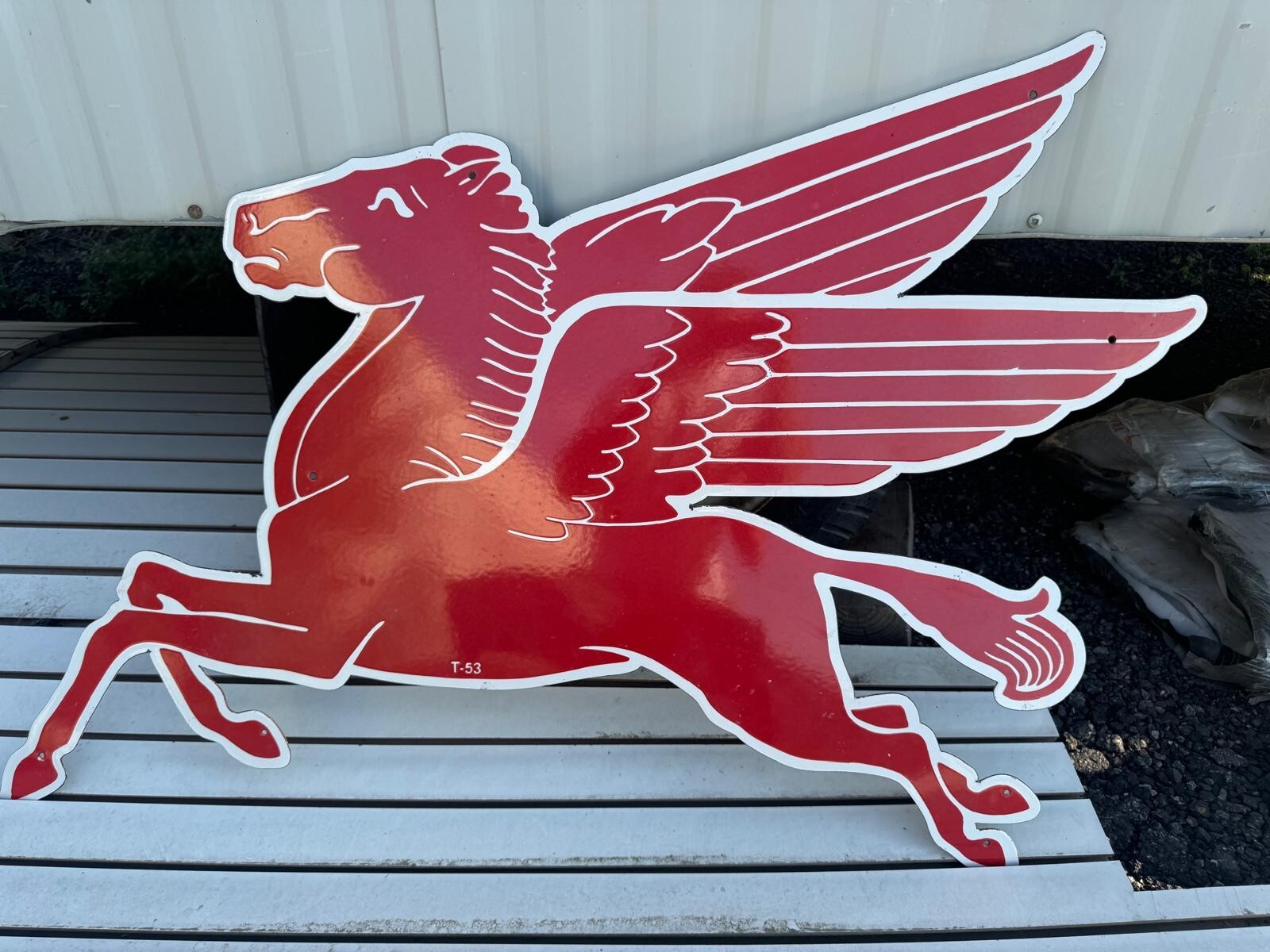 PEGASUS 53.5x22 INCHES  SINGLE SIDED PORCELAIN ENAMEL SIGN