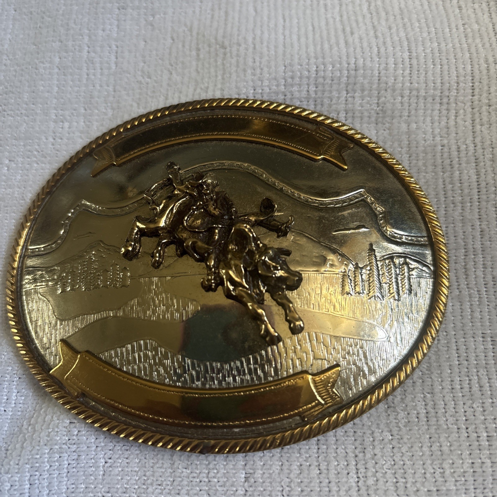 Vintage German Silver/Nickel Western Belt Buckle Cowboy  .