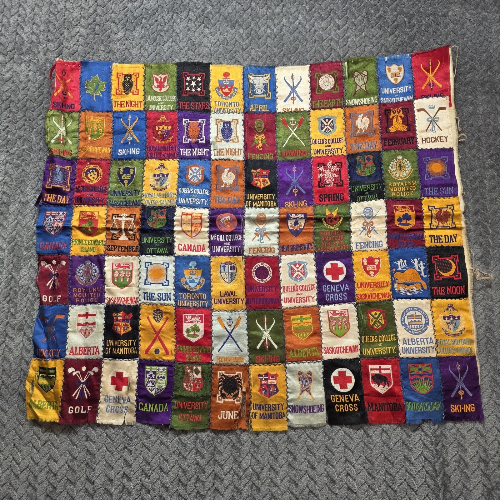 Antique 1910s Canadian Cigarette Silk Patchwork Panel 84 Tobacco Premiums