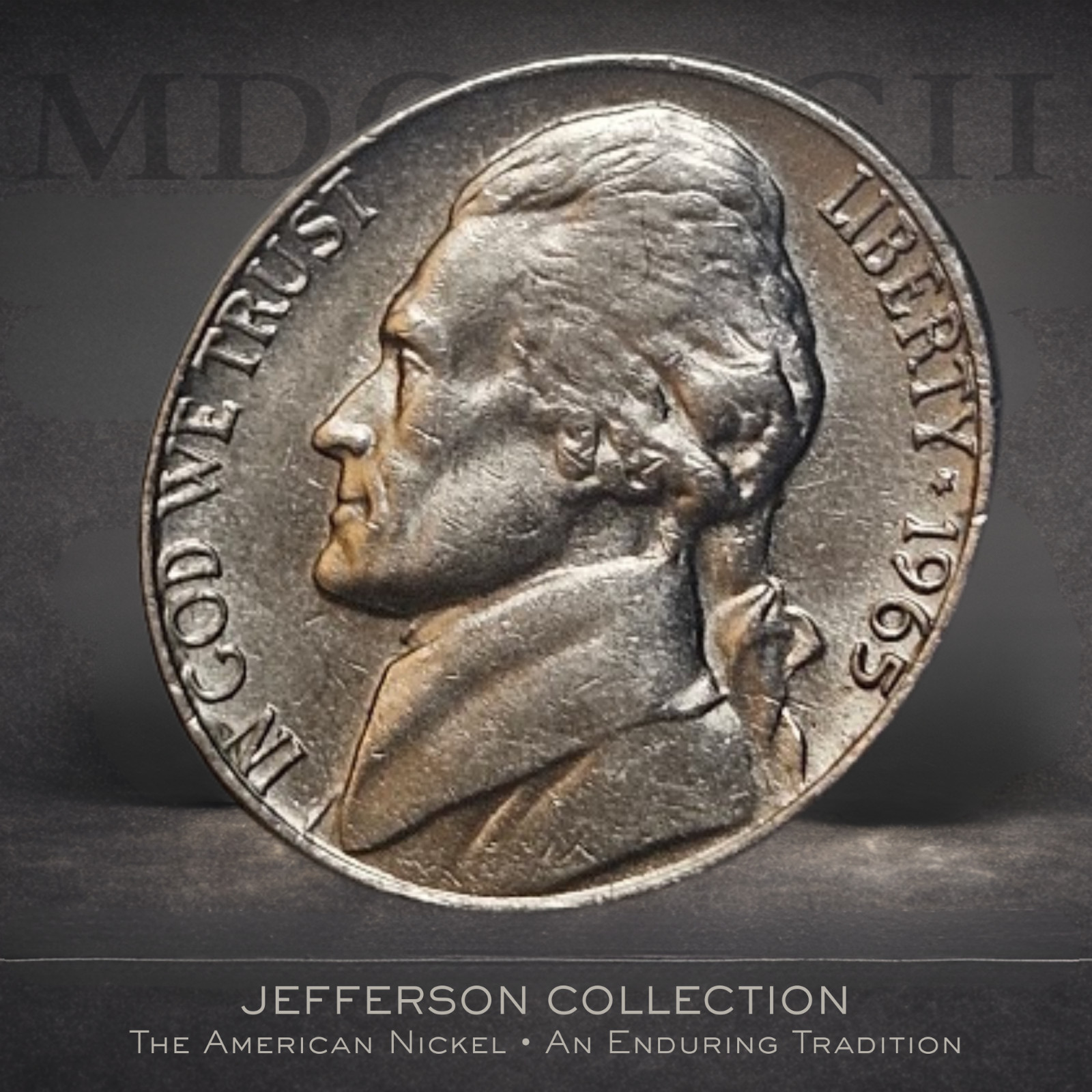 1965 Jefferson Nickel • No Mint Mark • Coinage Transition Era • U.S. 5 Cent Coin