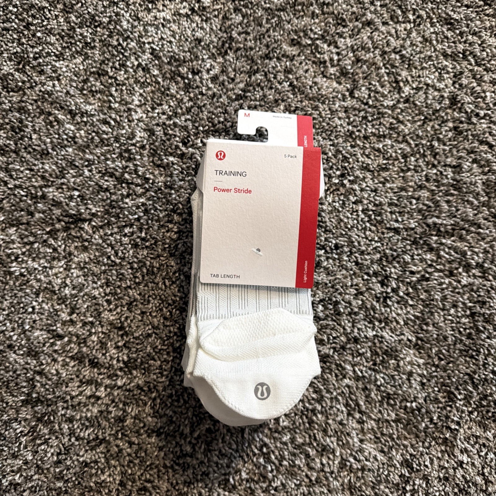 Lululemon Power Stride Tab Sock 5 Pack Size M White BLK 25058