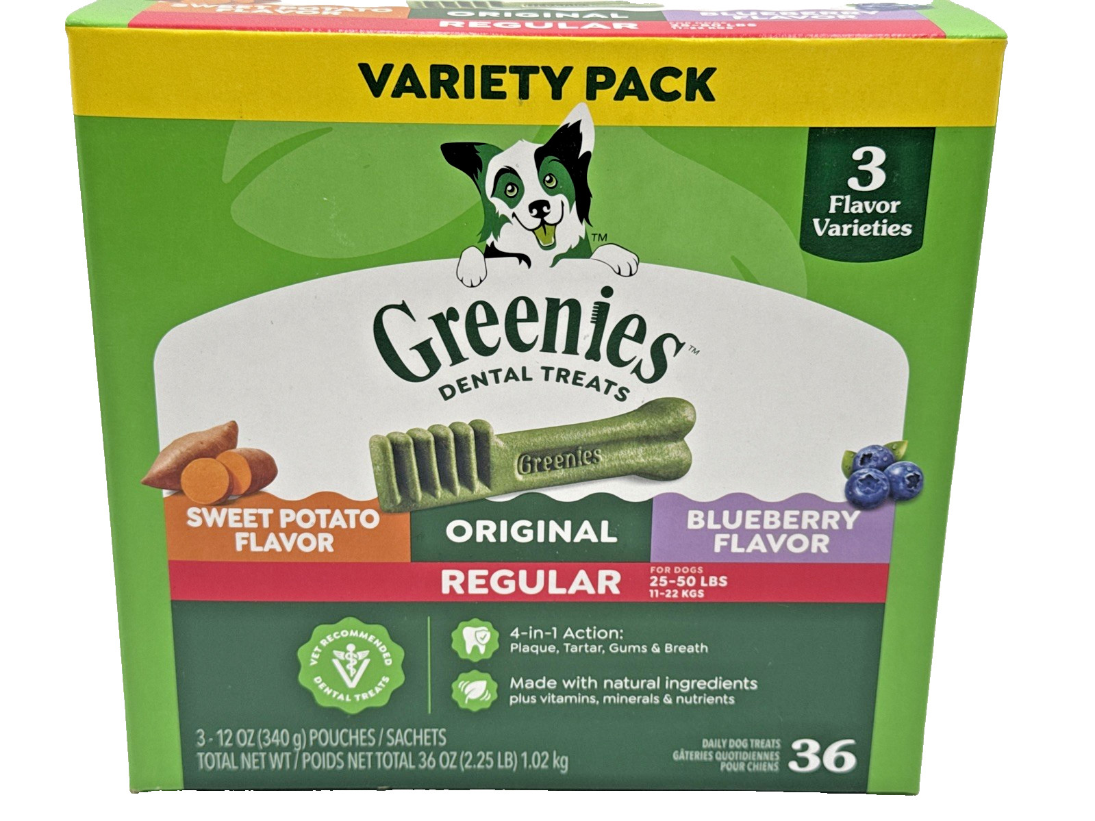 Greenies Regular Dental Dog Treats Flavor, Variety Pack, 36 Count (Pack of 1) Greenies Regular Dental Dog Treats Flavor, Variety Pack, 36 Count (Pack of 1)