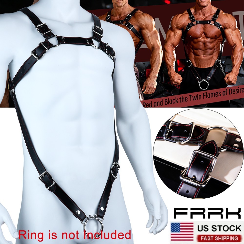 Men's Full Body Harness H Style Chest Bondage Leather Belt Buckles BDSM Clubwear
