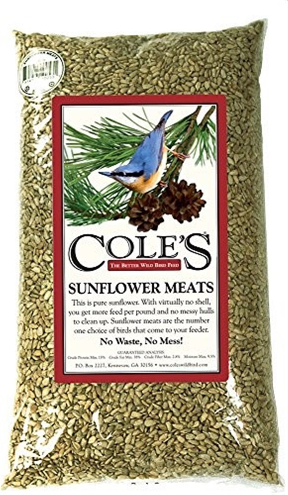 Cole’s Sunflower Meats Wild Bird Seed — 100% Pure, No-Waste Sunflower — 10 lb