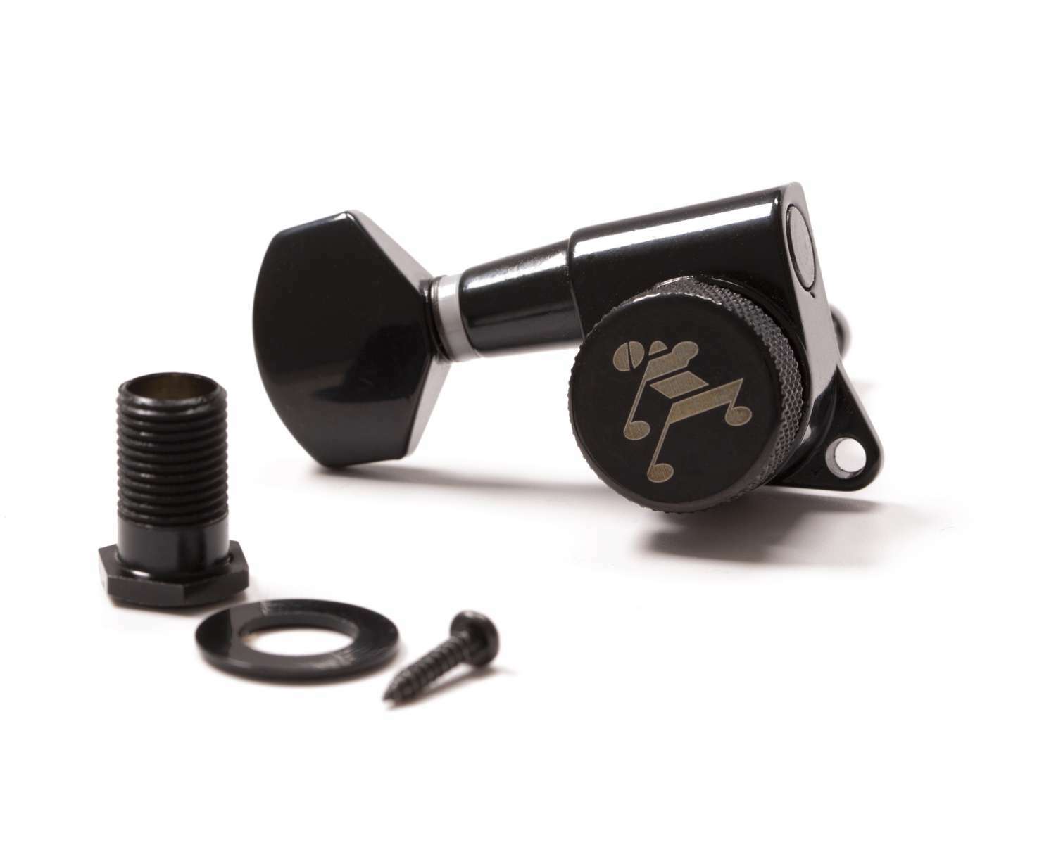 Tone Ninja 19:1 Locking Tuners, 6 Inline non-staggered set, Left Handed Black