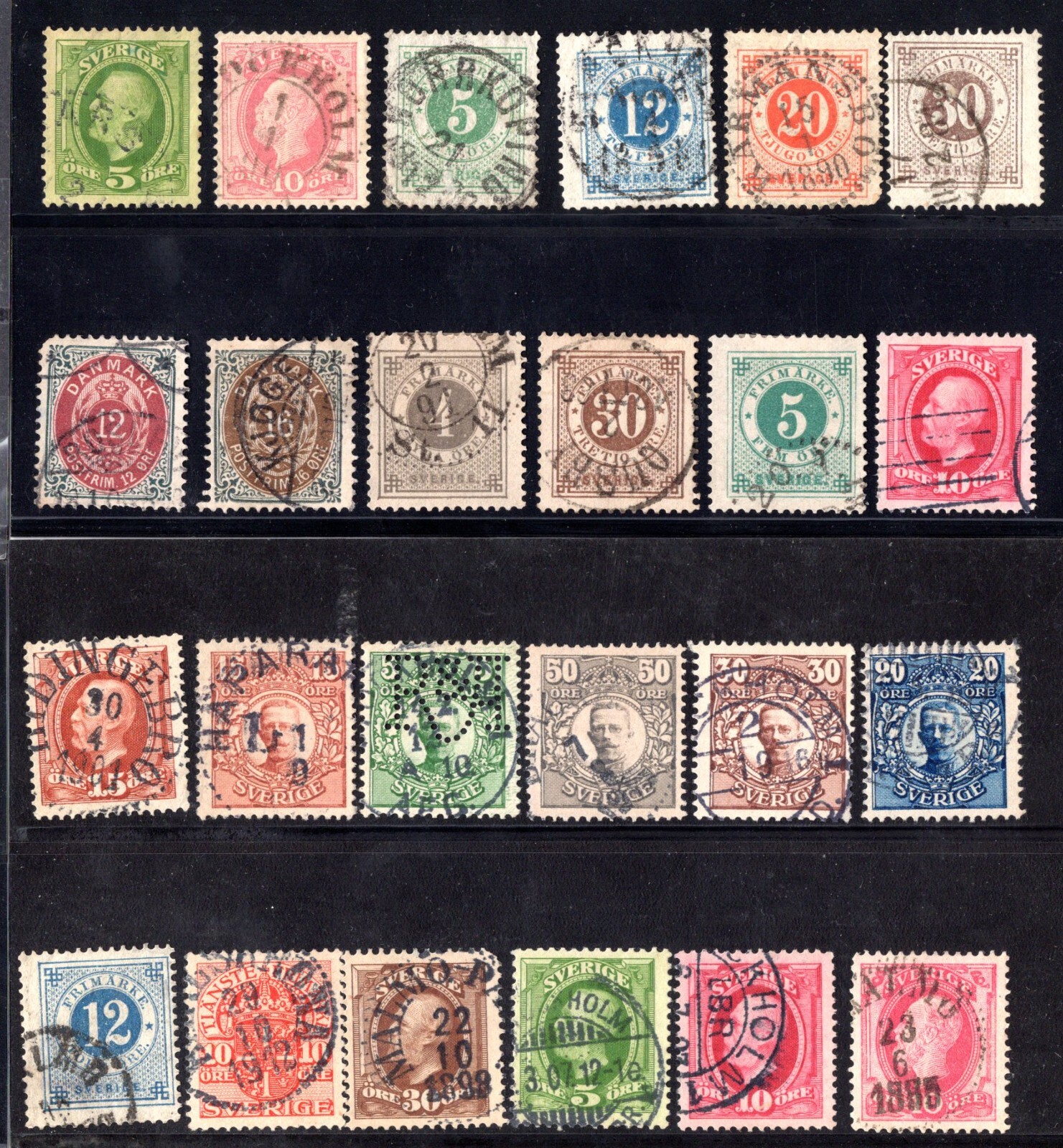 SWEDEN, DENMARK, FINLAND, NORWAY 1870-1920 COLLECTION OF 59 USED