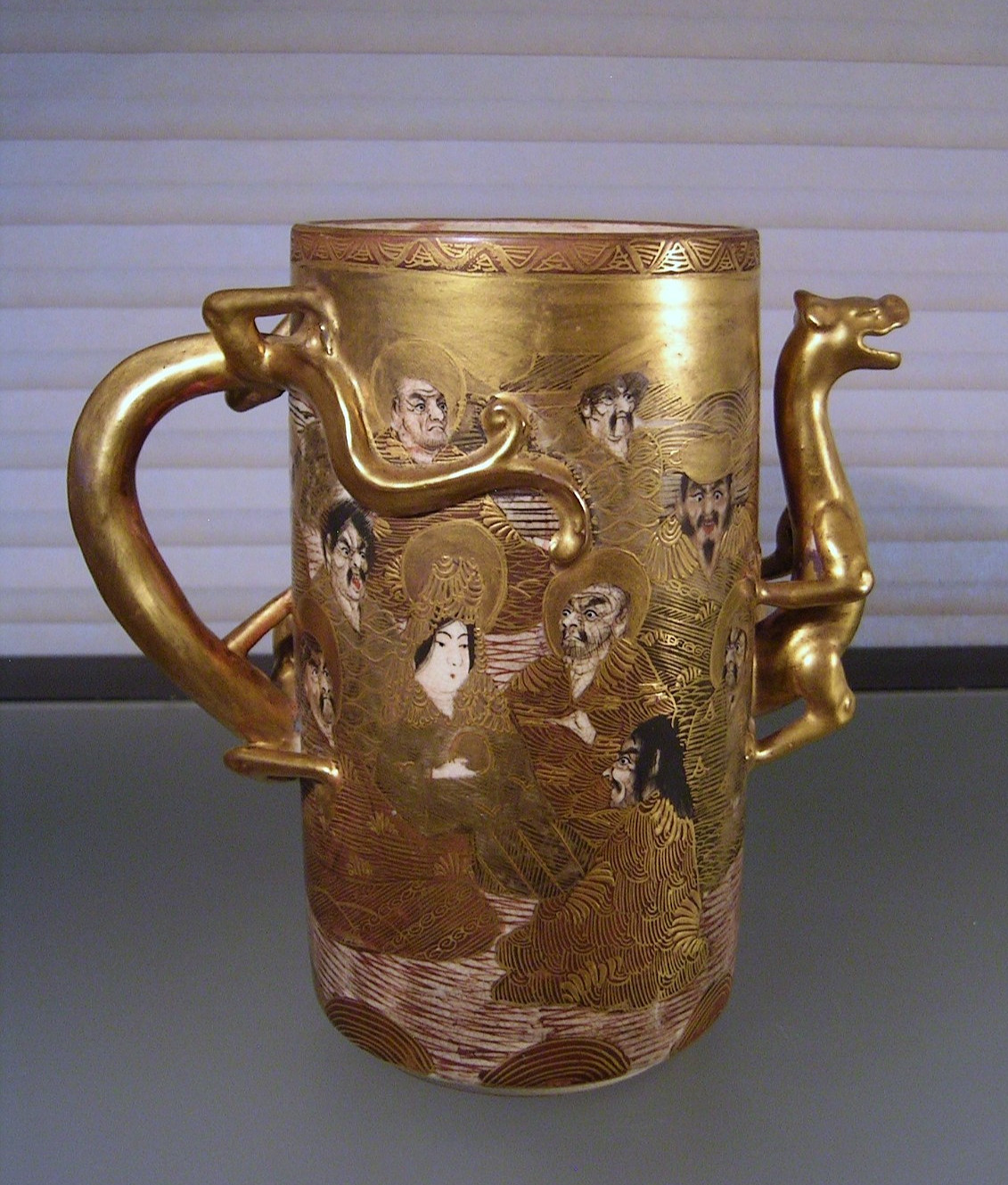 Antique Meiji Period Satsuma Dragon Immortals Teapot Signed
