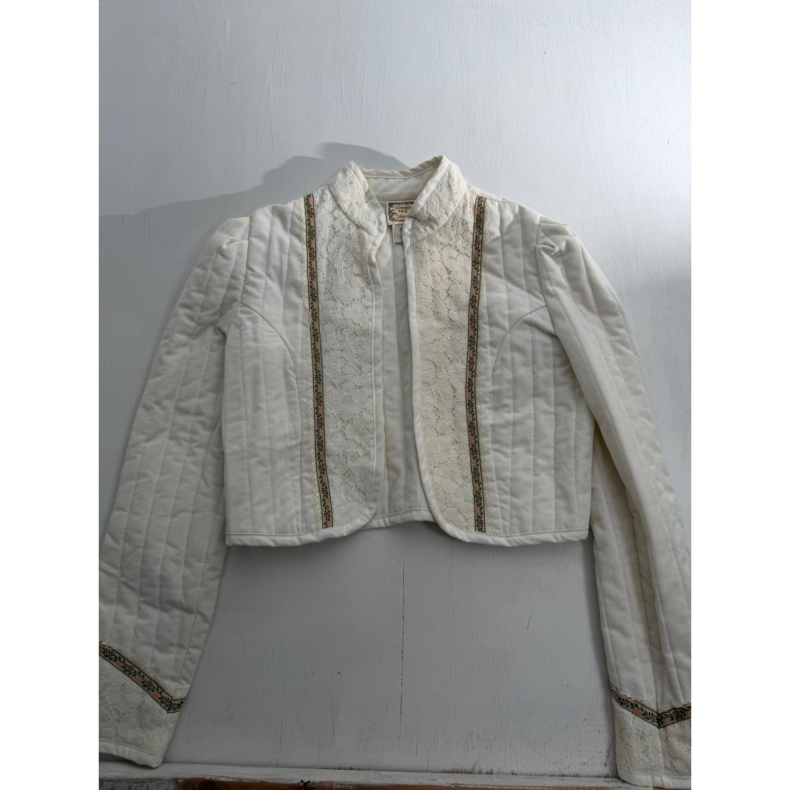 Vintage Gunne Sax Jessica San Francisco Quilted Lace Bolero Jacket Cream Sz 13 Vintage Gunne Sax Jessica San Francisco Quilted Lace Bolero Jacket Cream Sz 13
