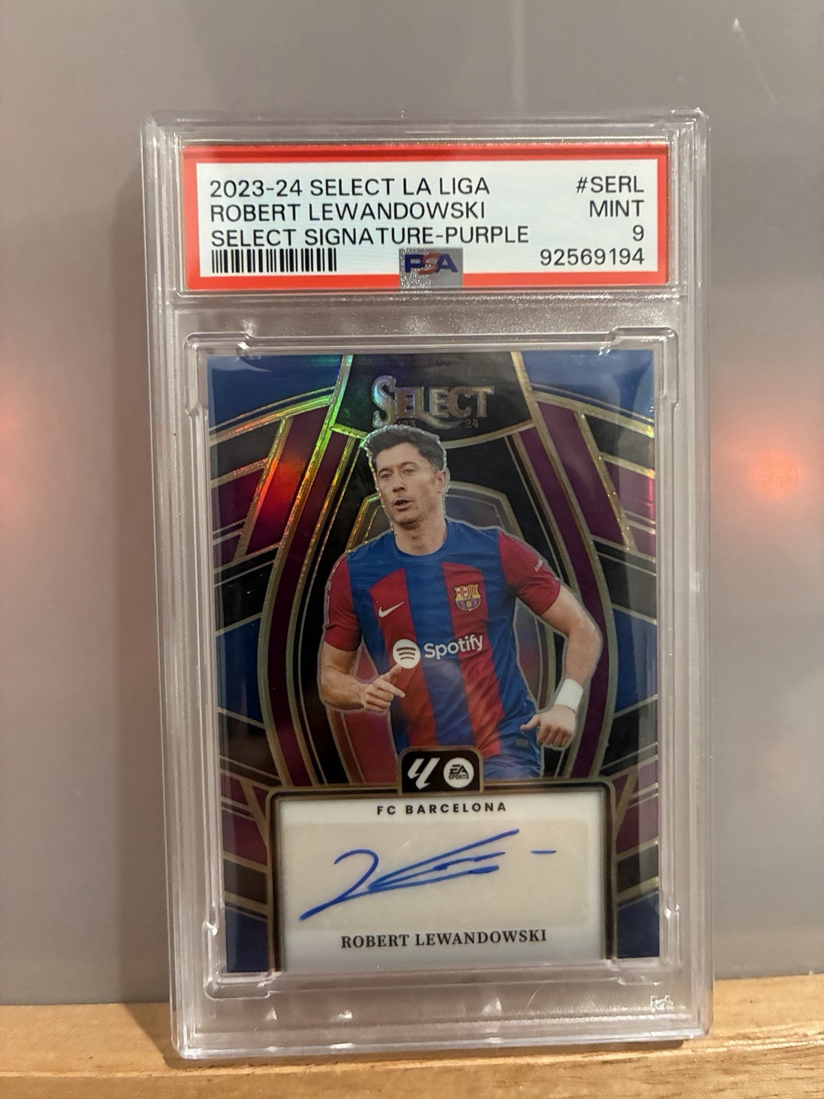 2023-24 Select Purple Auto Robert Lewandowski FC Barcelona #\'d 09/25 2023-24 Select Purple Auto Robert Lewandowski FC Barcelona #\'d 09/25