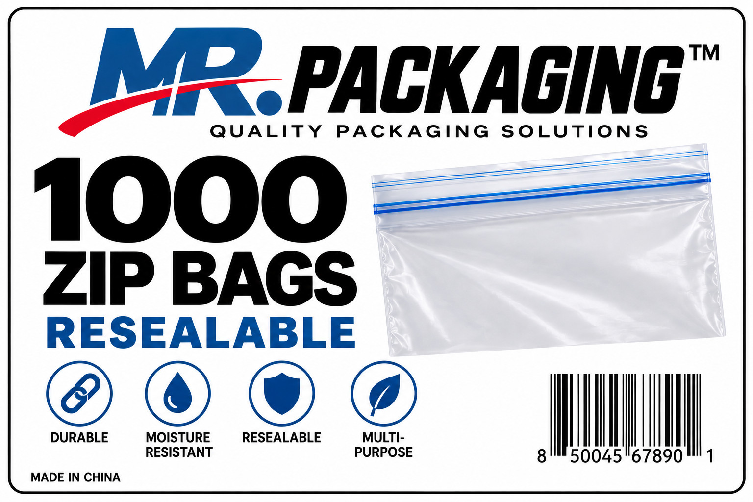 1000 Clear Resealable Zip Bags 4x6 2 Mil Plastic Bags MR. PACKAGING TM
