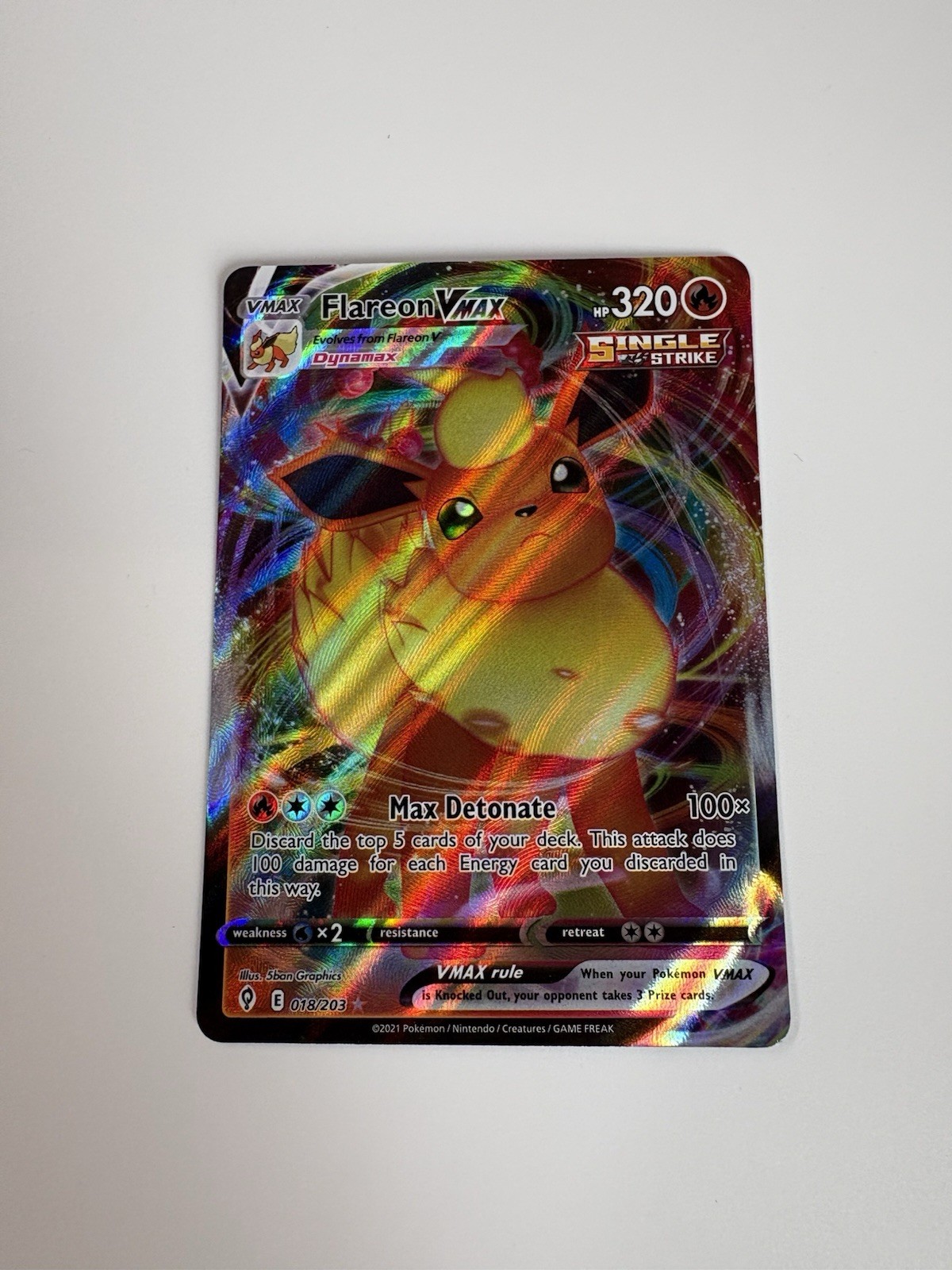 Pokémon TCG Flareon VMAX 018/203 Evolving Skies Ultra Rare Holo EN 2021 Pokémon TCG Flareon VMAX 018/203 Evolving Skies Ultra Rare Holo EN 2021
