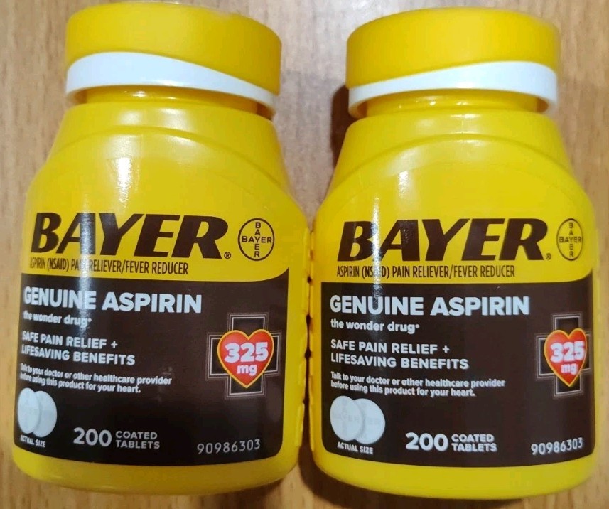 🔥 Lot Of 2 Bayer Aspirin Pain Relieve - 200 Count Exp 5/2027  🚚📦