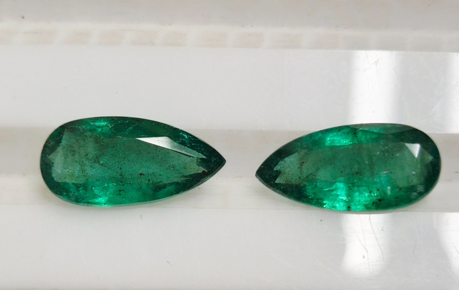13.40 x 6.5 mm Pear Matched Pair Fine Natural Emeralds Loose Gemstones #392-1