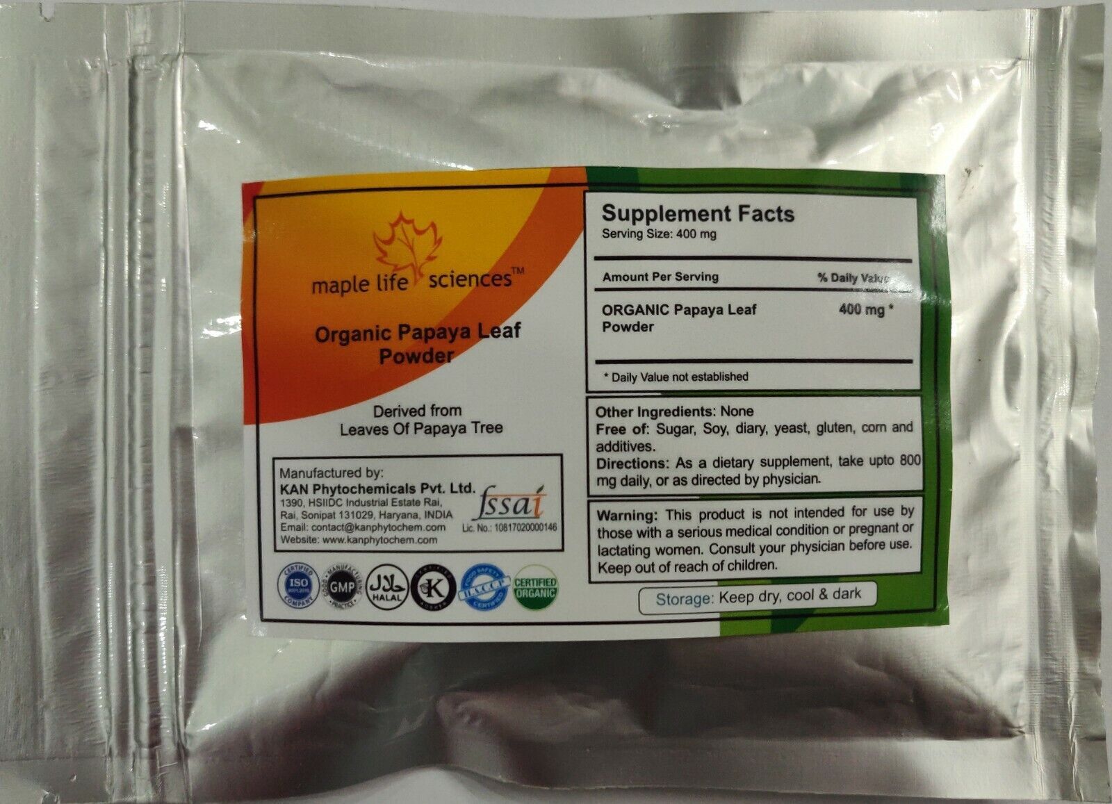 ORGANIC Papaya Leaf Powder Pure and High Quality 