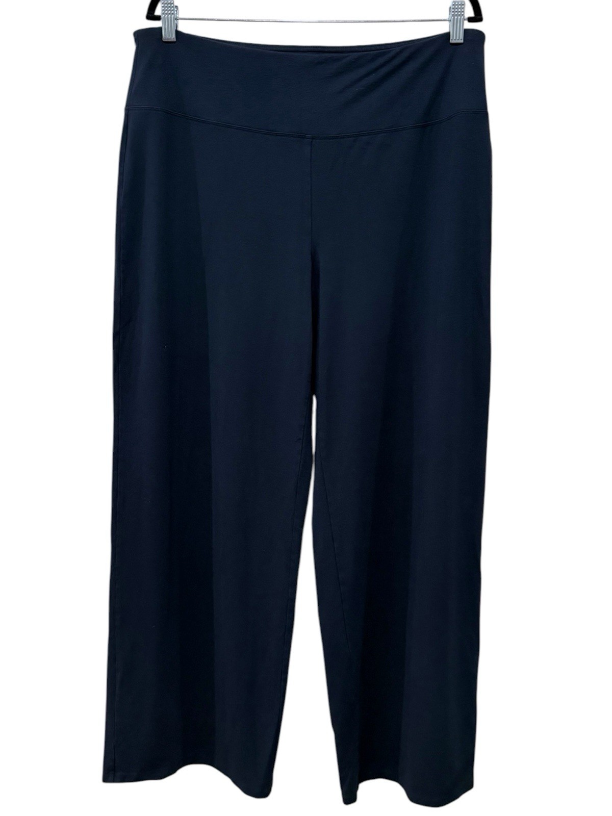 J Jill Wearever Pants Womens Sz L Blue Wide Full Leg Smooth Fit Pull On Stretch