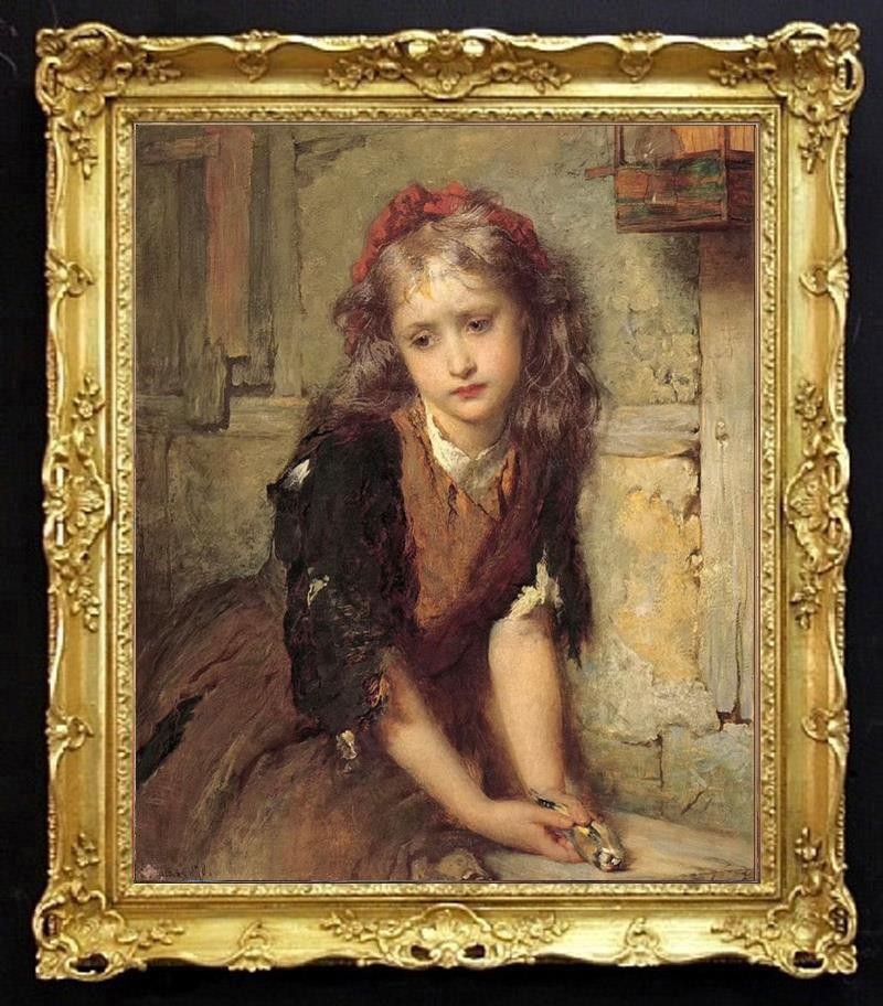 Handmade Old Master-Art Antique Oil Painting women girl on canvas 24\
