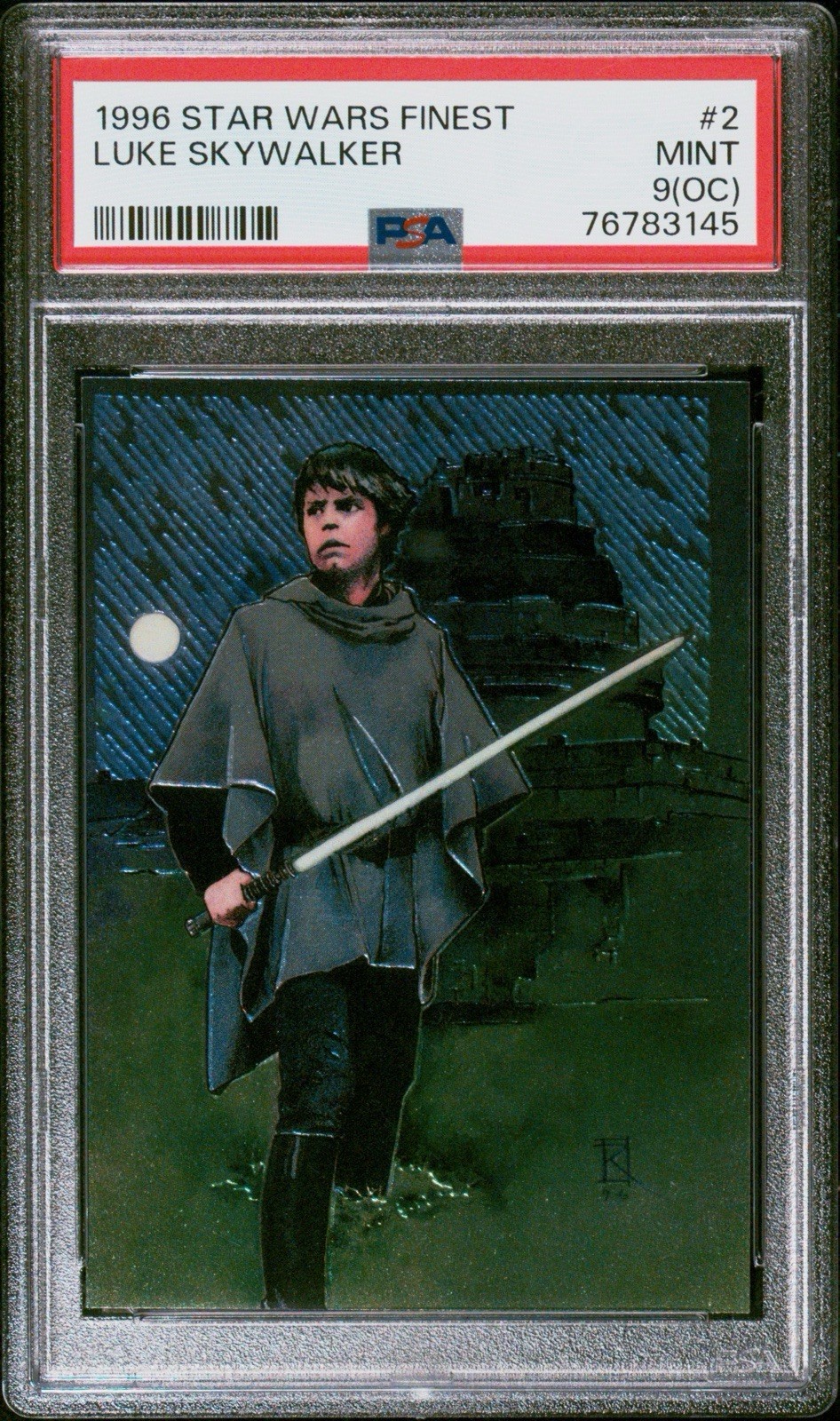 VINTAGE 1996 TOPPS FINEST STAR WARS #2 LUKE SKYWALKER 1ST CHROME PSA 9 (OC) Mint